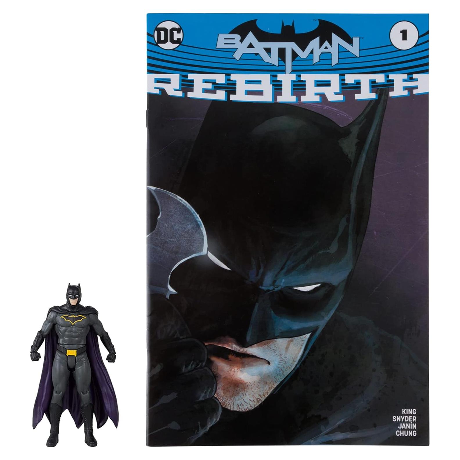 Figura Batman McFarlane Toys 7,62 cm con cómic Rebirth