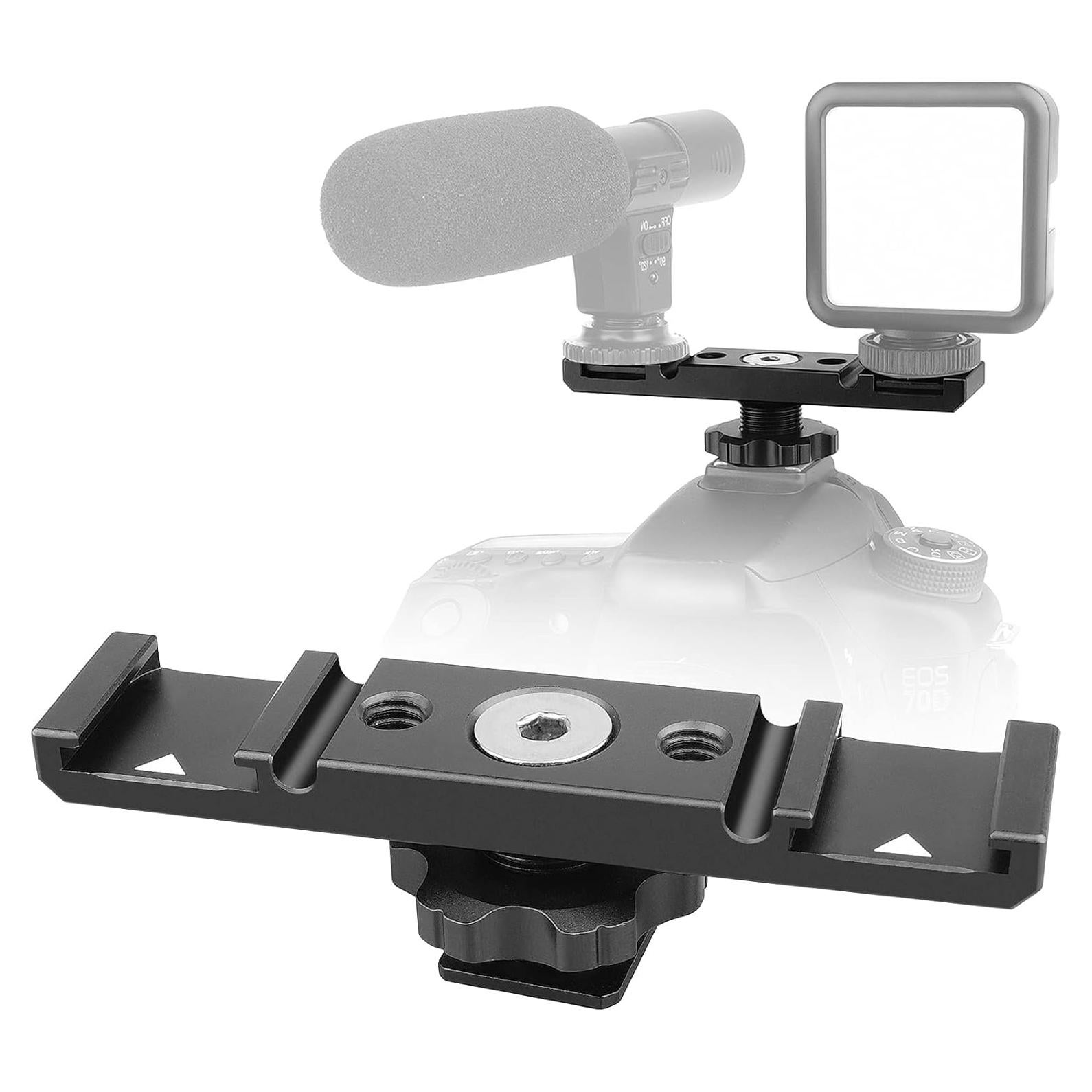 Soporte de zapata caliente ChromLives dual para luces y micrófonos