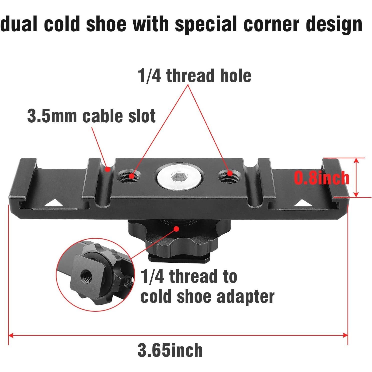 Soporte de zapata caliente ChromLives dual para luces y micrófonos