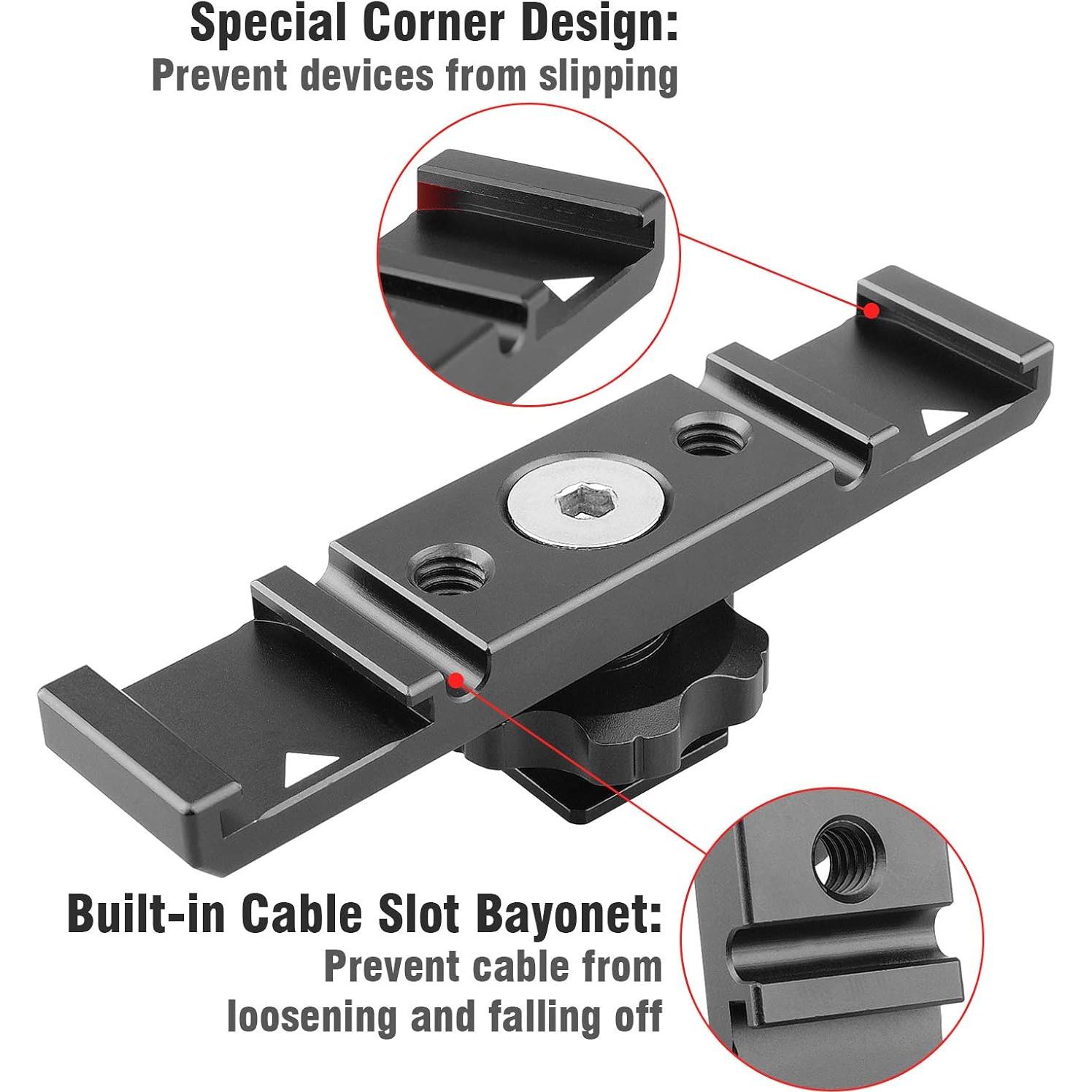 Soporte de zapata caliente ChromLives dual para luces y micrófonos