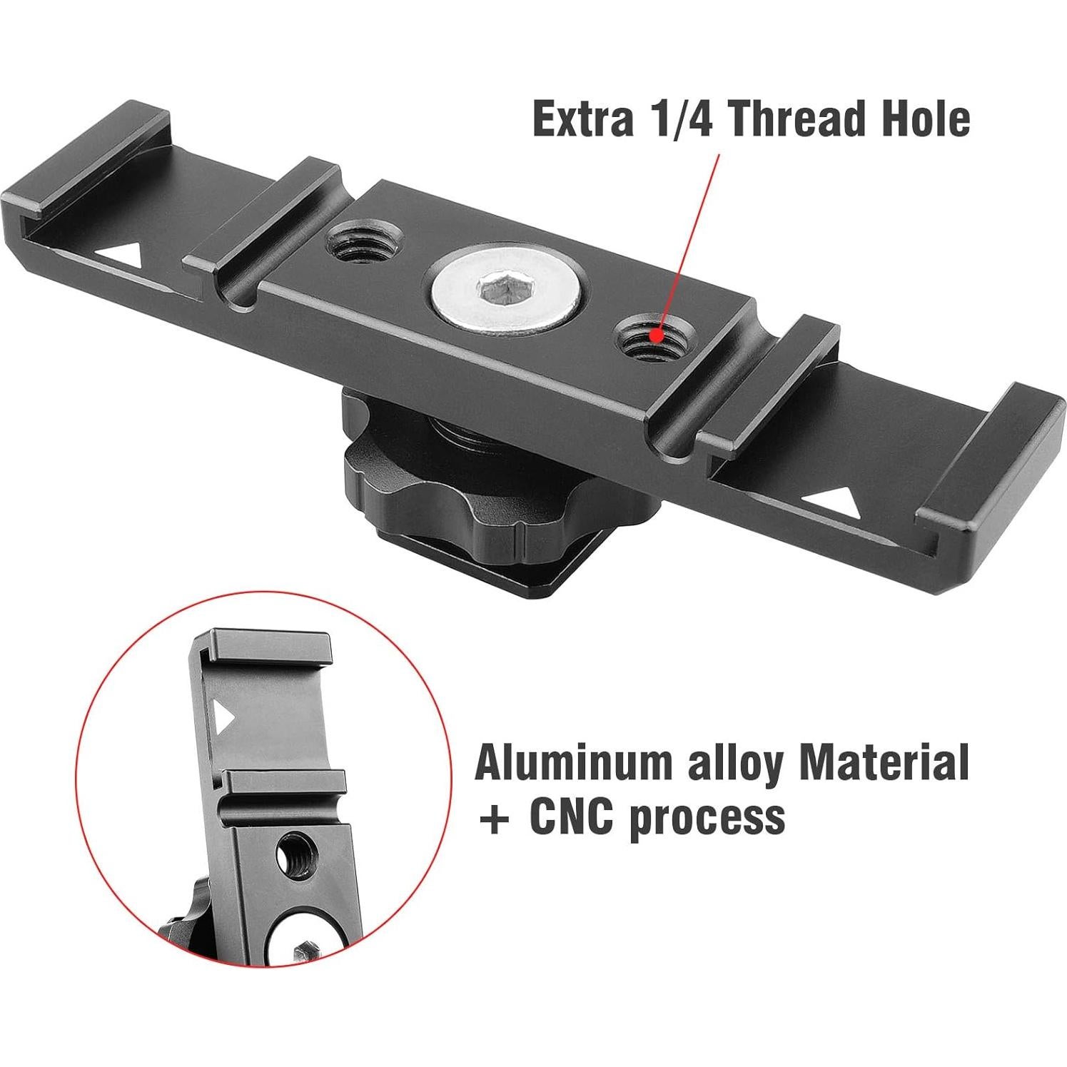 Soporte de zapata caliente ChromLives dual para luces y micrófonos