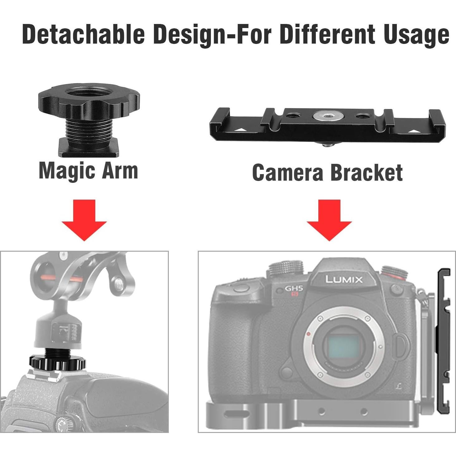 Soporte de zapata caliente ChromLives dual para luces y micrófonos
