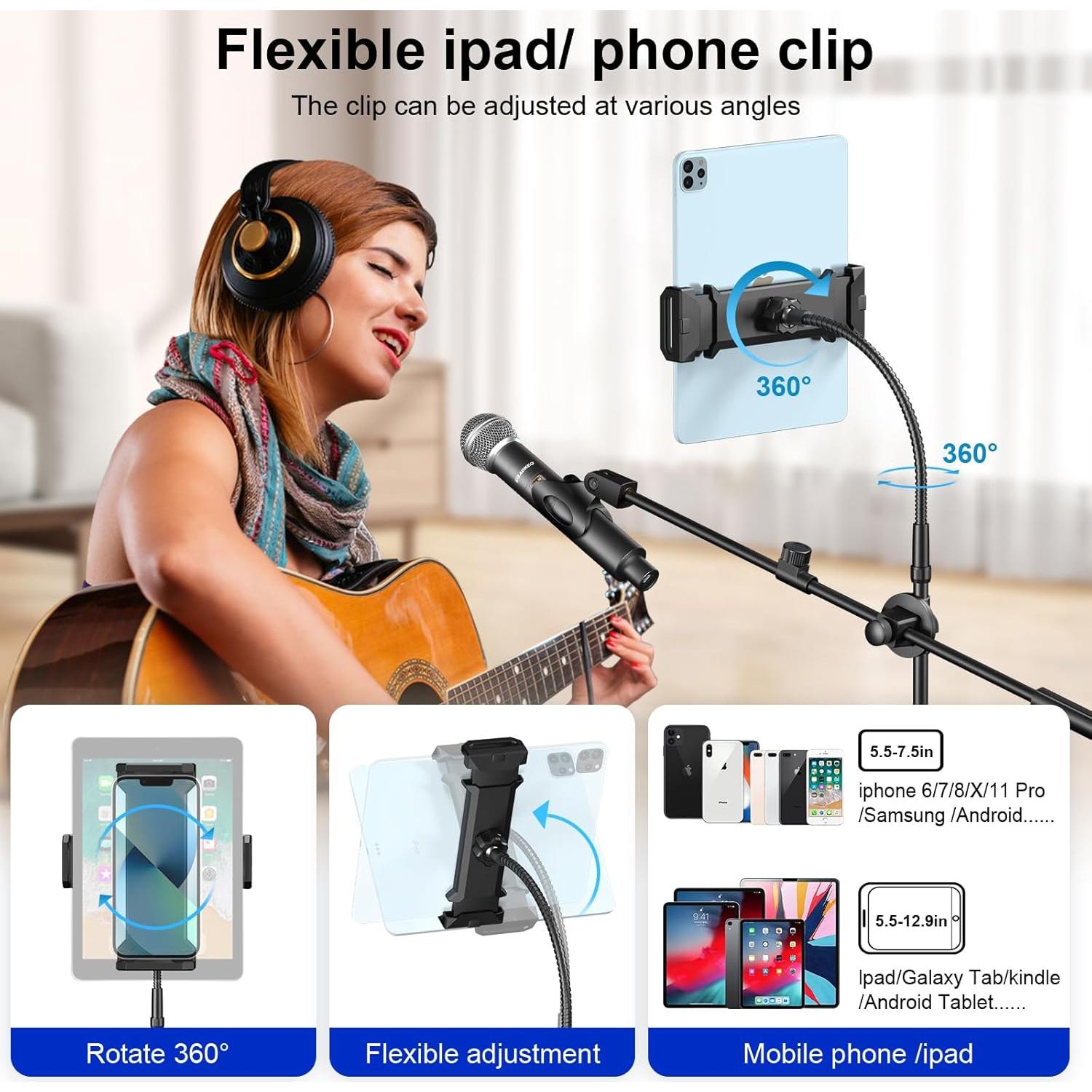 Soporte de Micrófono Ramzi M-9 Ajustable 63.5-167.6 cm