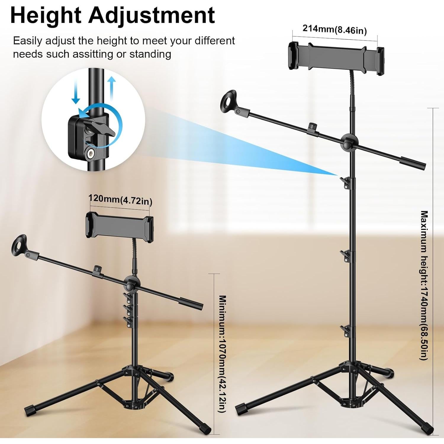 Soporte de Micrófono Ramzi M-9 Ajustable 63.5-167.6 cm