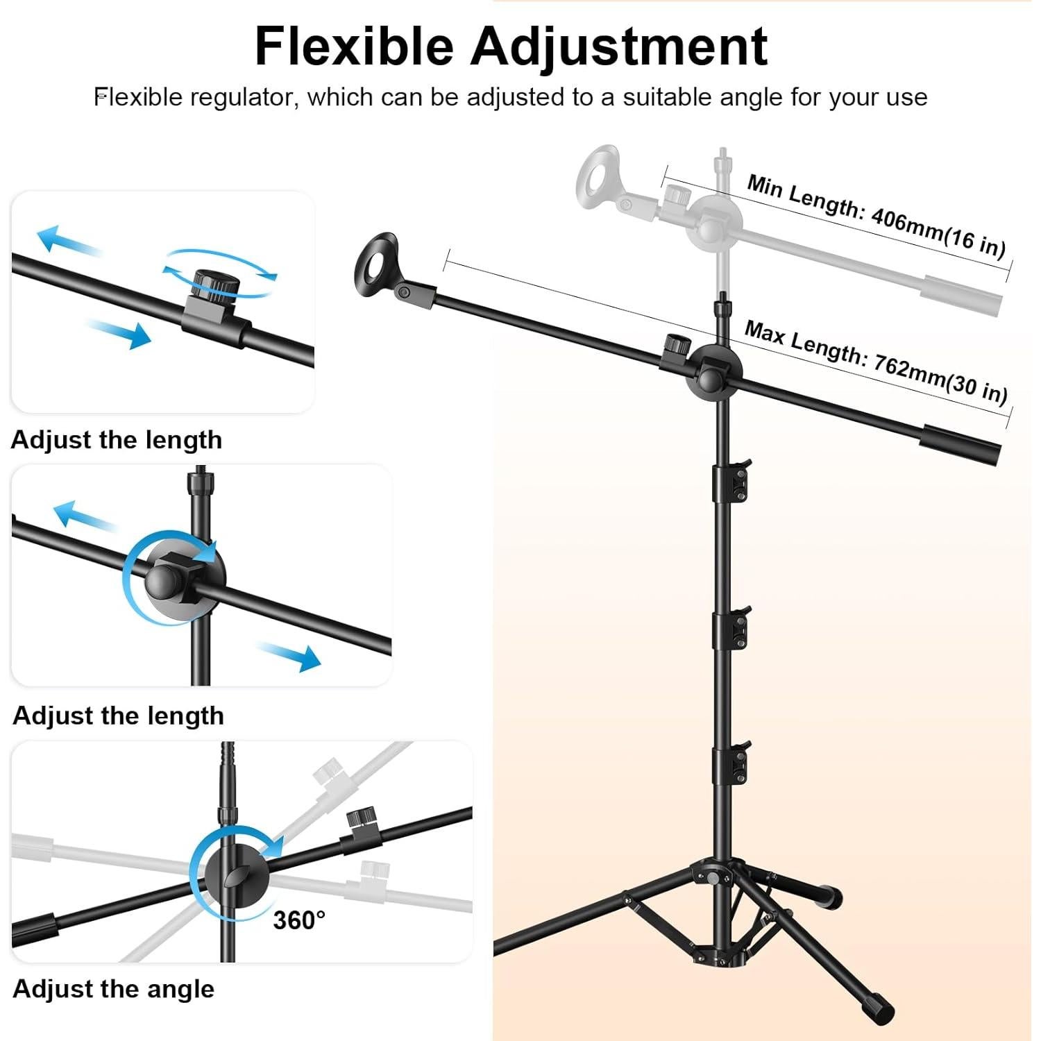 Soporte de Micrófono Ramzi M-9 Ajustable 63.5-167.6 cm