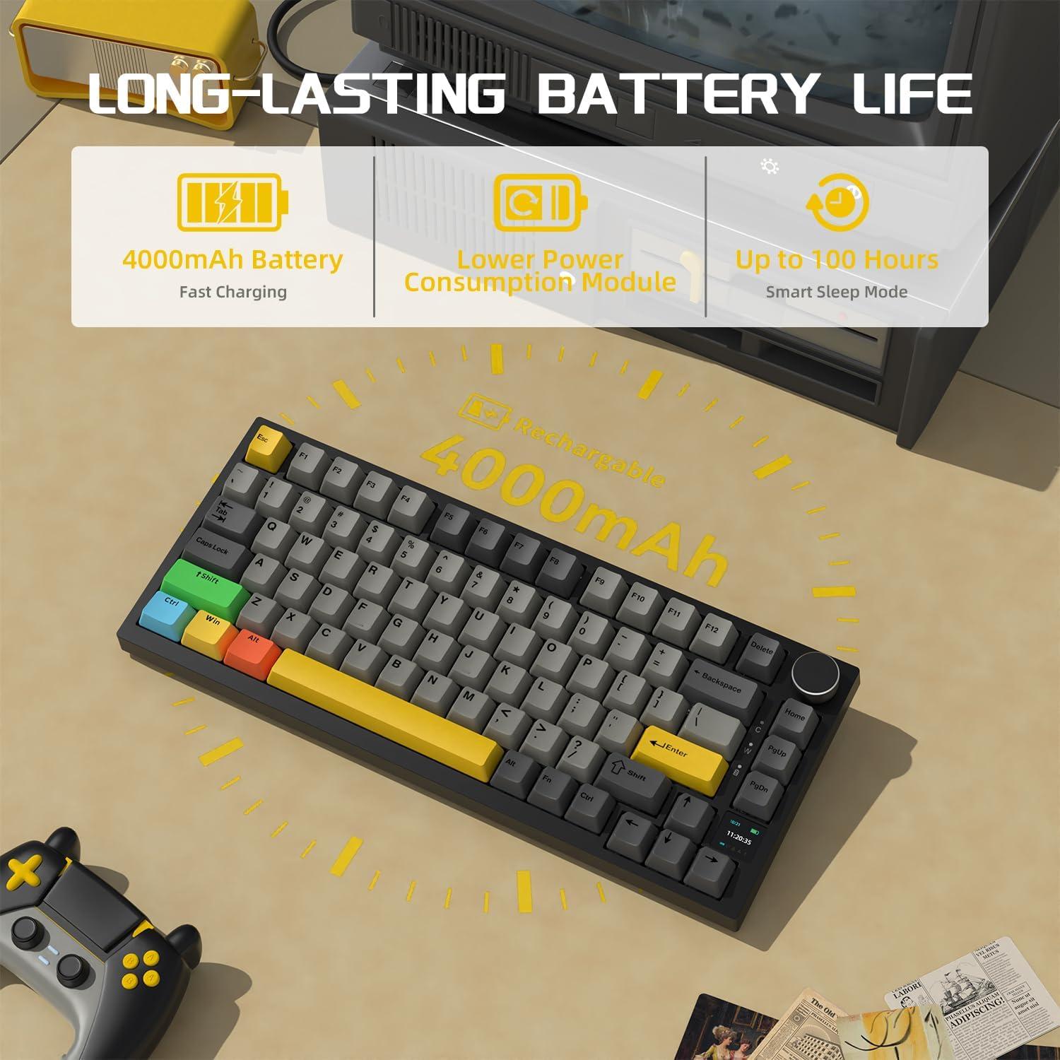 Teclado Mecánico Inalámbrico A.JAZZ AK820 Pro 75% RGB Negro