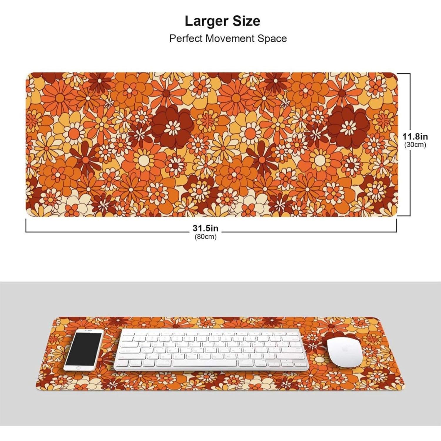Alfombrilla de Ratón Echoserein XL Floral Naranja Boho 80x30cm