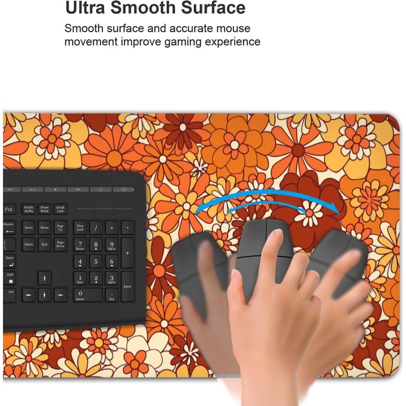 Alfombrilla de Ratón Echoserein XL Floral Naranja Boho 80x30cm