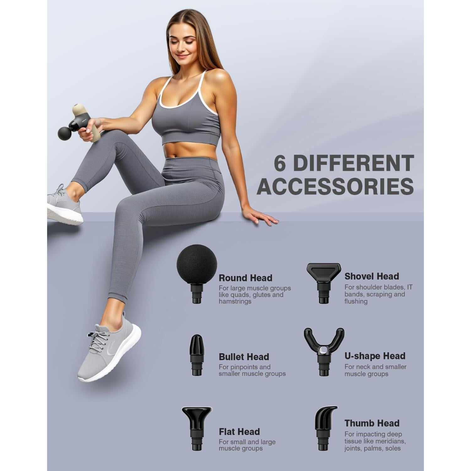 Pistola de Masaje Morelax M893 Portátil 6 Cabezas 4 Velocidades