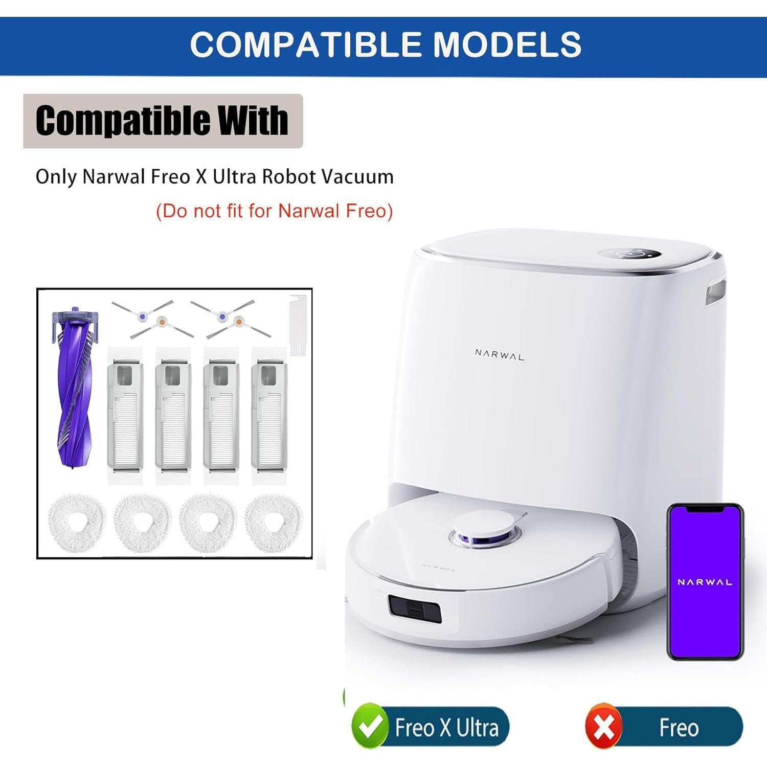 Accesorios de Repuesto LUZMQ para Aspiradora Robot Narwal Freo X Ultra
