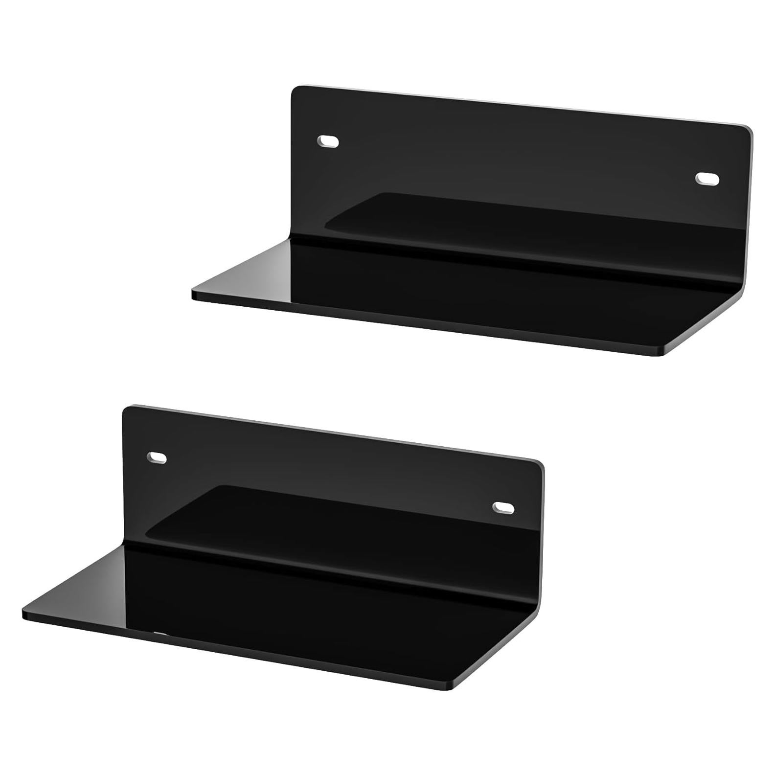 Estantes de Pared Acrílico Sezanrpt 20 cm Negro - Paquete de 2