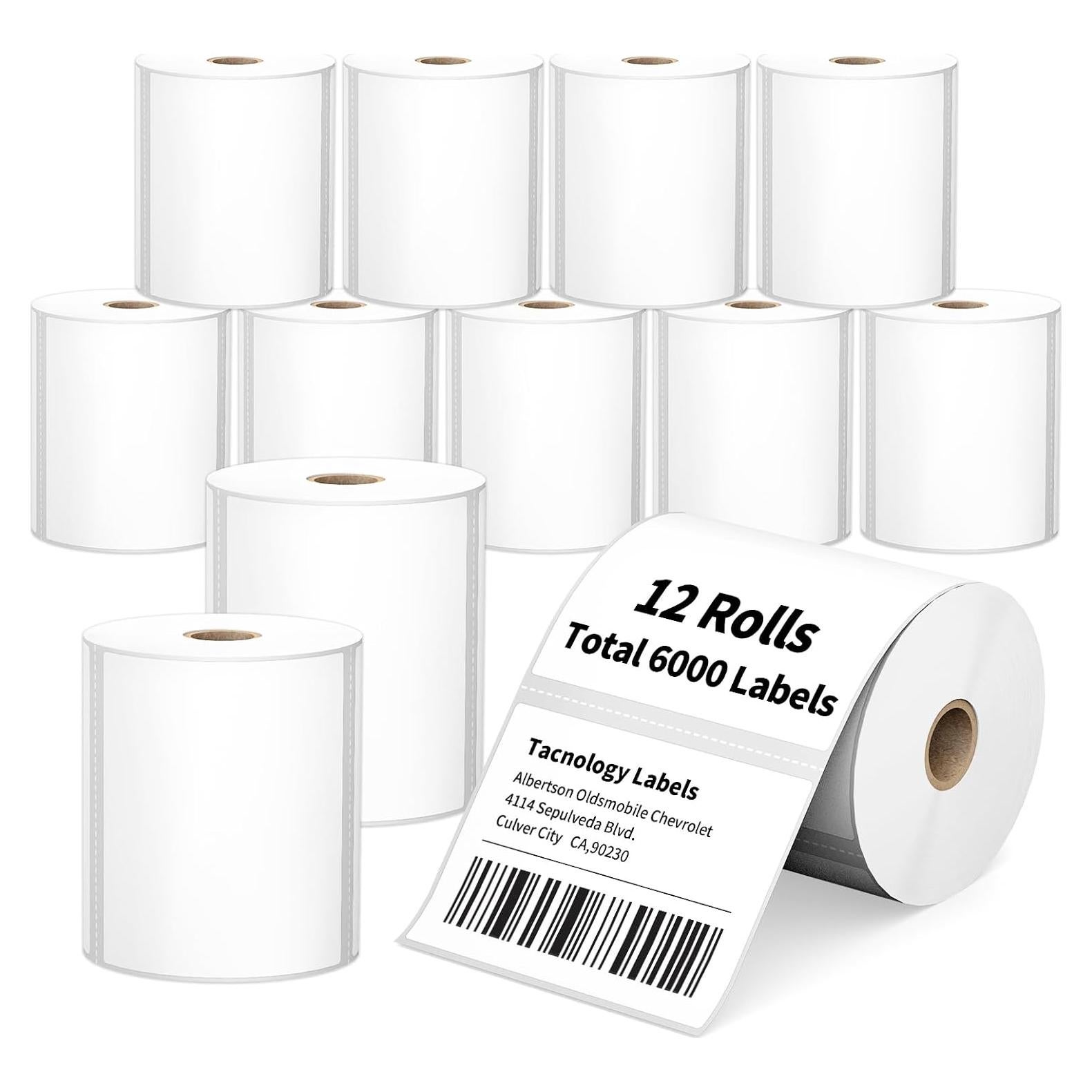 12 Rollos Etiquetas Térmicas 10.16 x 7.62 cm Tacnology