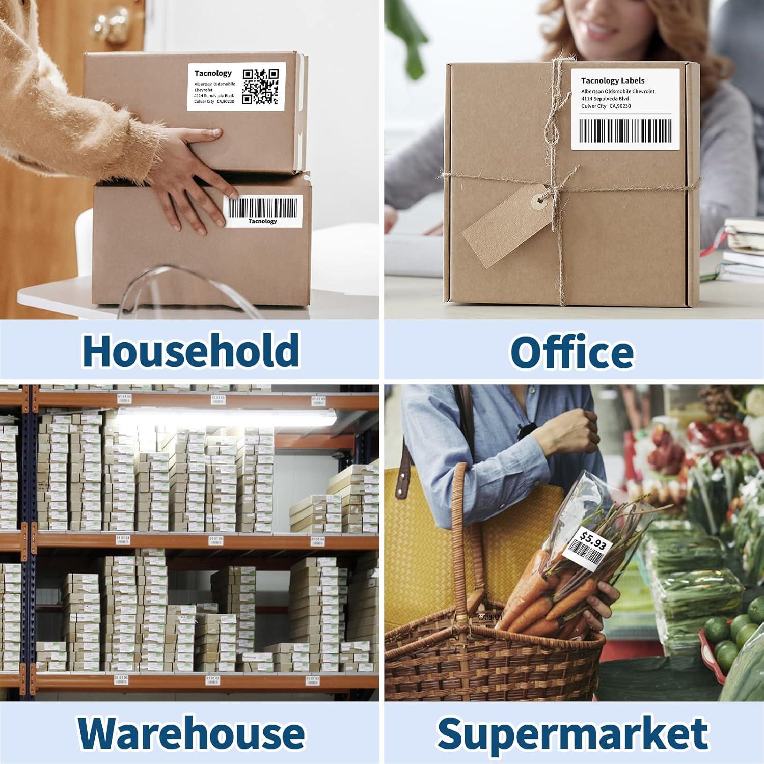 12 Rollos Etiquetas Térmicas 10.16 x 7.62 cm Tacnology