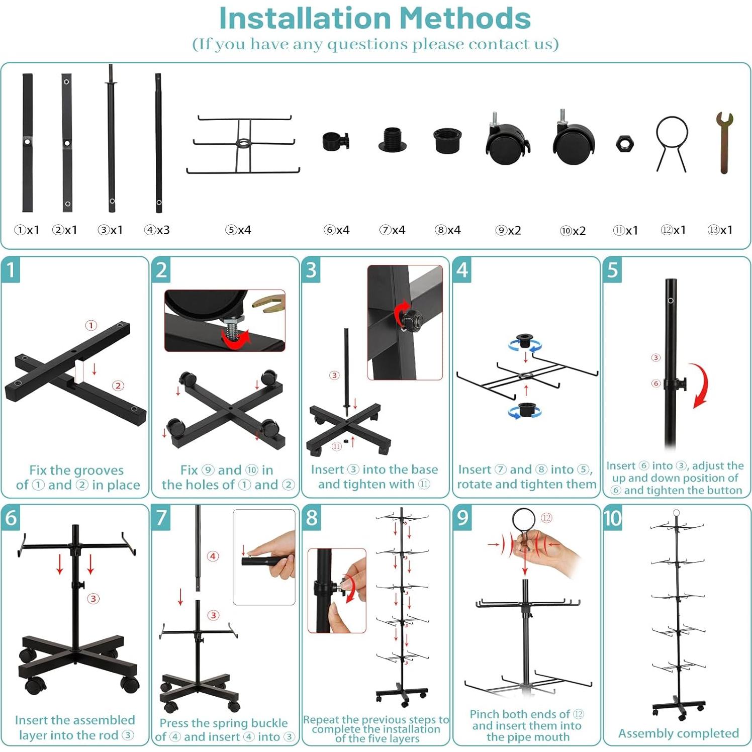 Soporte de Exhibición Giratorio Flenpptly Ajustable 5 Niveles Negro