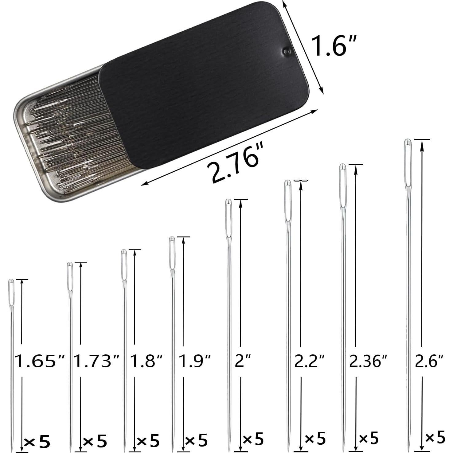 Kit de Agujas de Coser Eketirry 40PCS Ojo Grande Acero Inoxidable