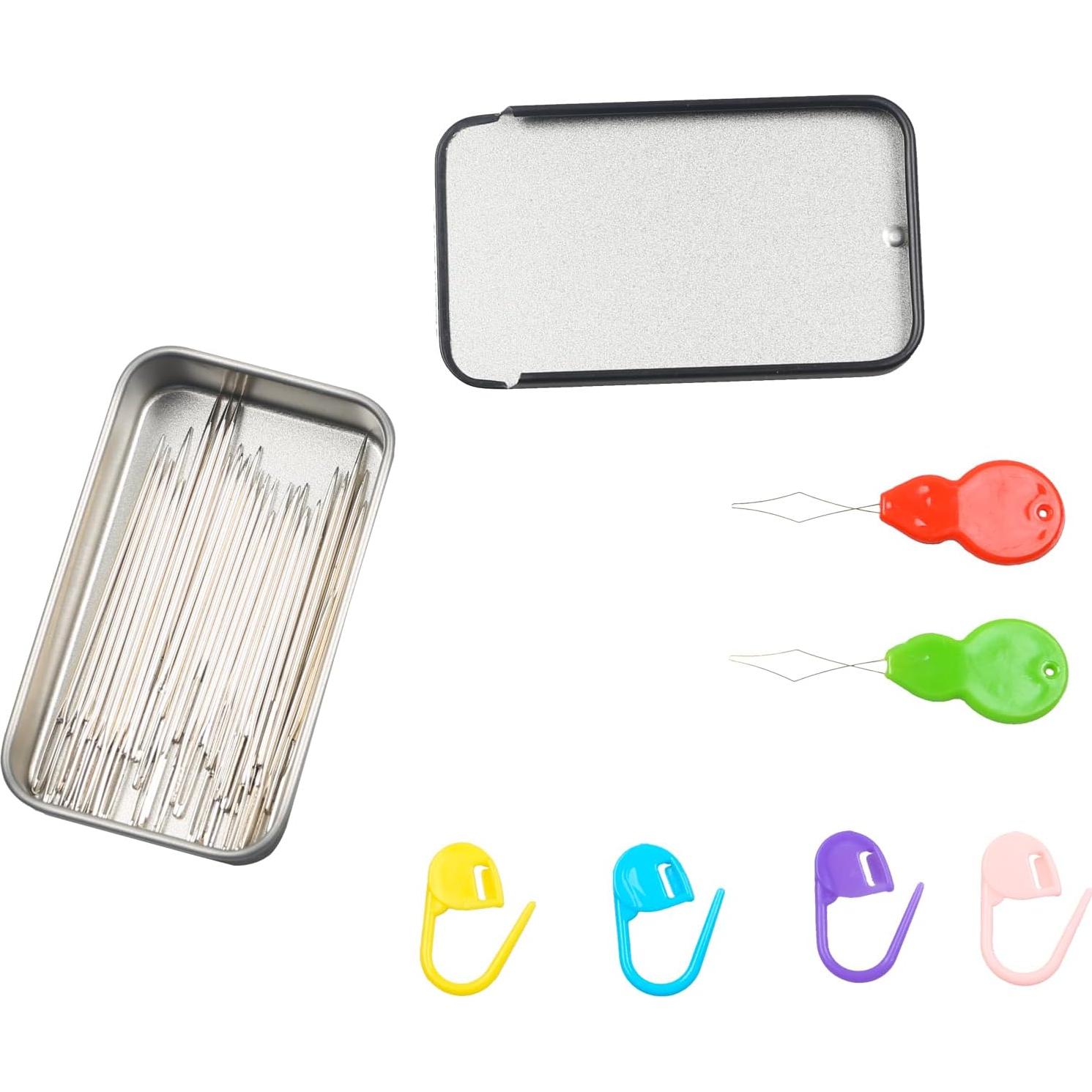 Kit de Agujas de Coser Eketirry 40PCS Ojo Grande Acero Inoxidable