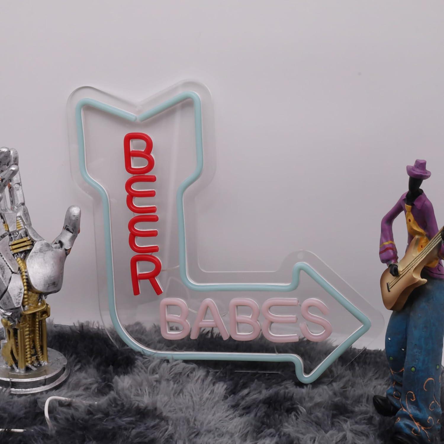 Letrero de neón LED Beer Babes USB LAXUEDEER 36.5x34.5cm