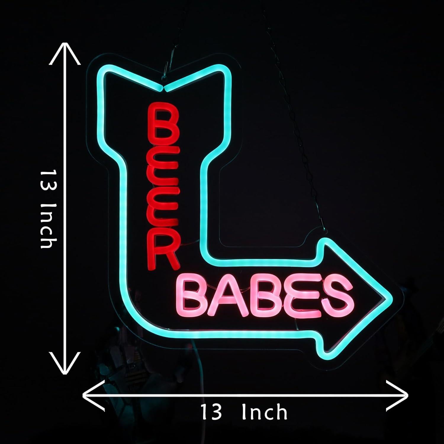 Letrero de neón LED Beer Babes USB LAXUEDEER 36.5x34.5cm