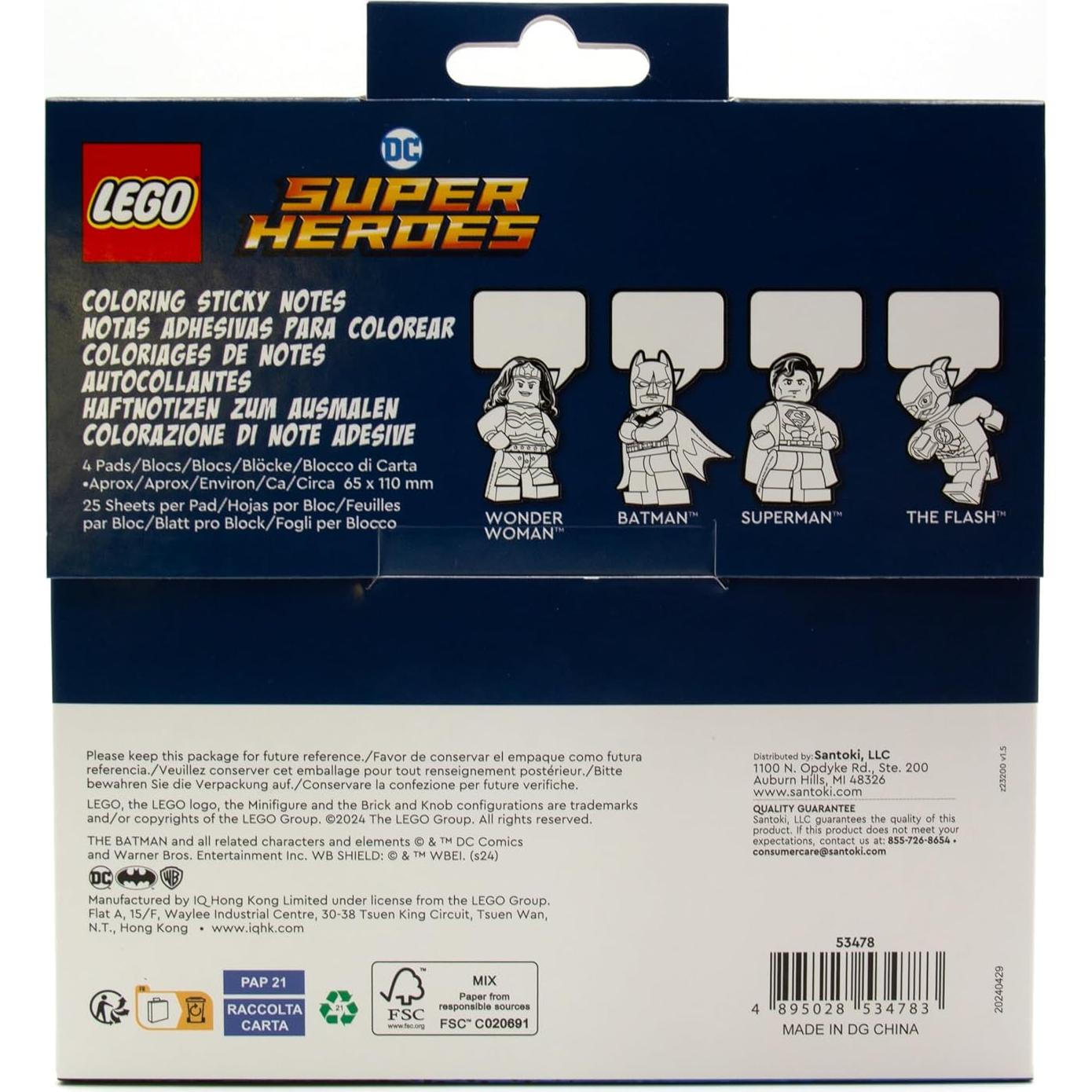 Notas Adhesivas para Colorear LEGO Batman 4 Blocs 25 Hojas