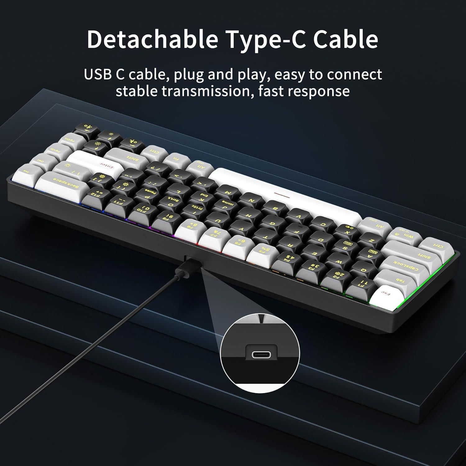 Teclado Mecánico Newmen GM681 60% USB Retroiluminado LED