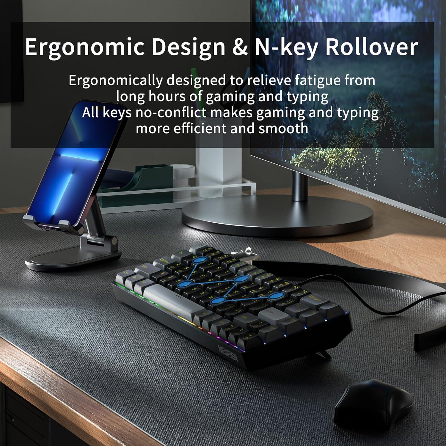 Teclado Mecánico Newmen GM681 60% USB Retroiluminado LED