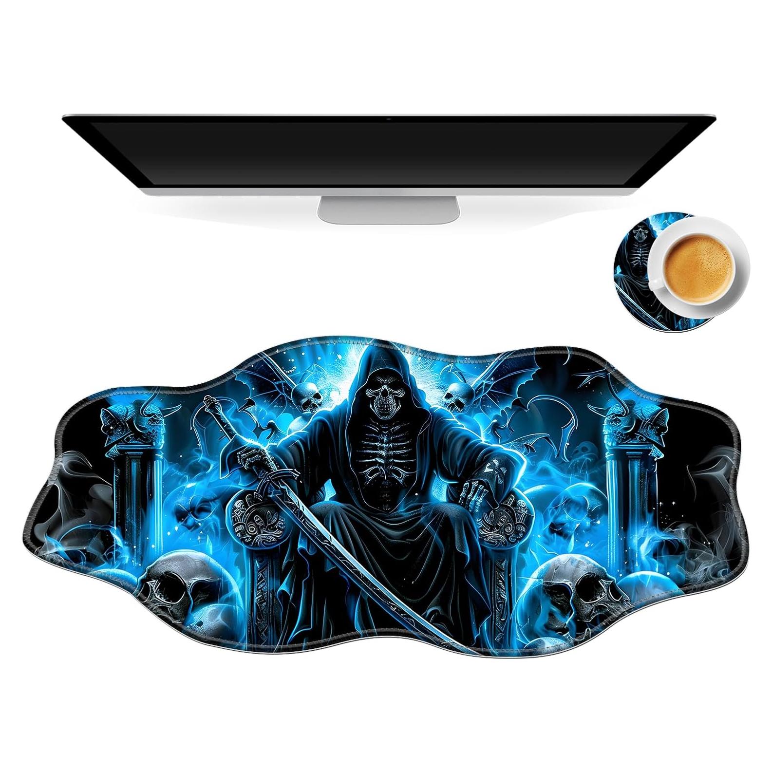 Alfombrilla de Ratón Grande Tudguiloae 90x40 cm Calavera Azul