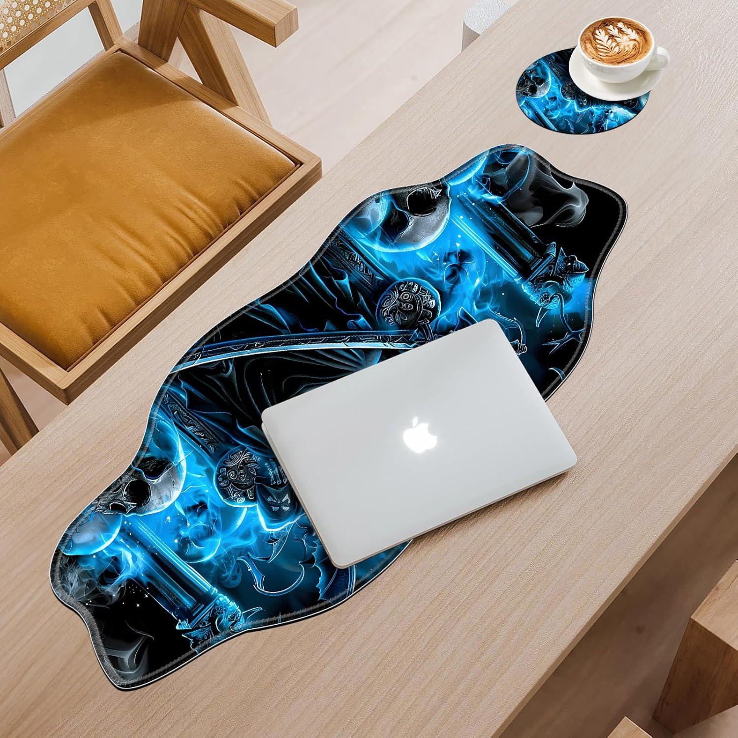 Alfombrilla de Ratón Grande Tudguiloae 90x40 cm Calavera Azul