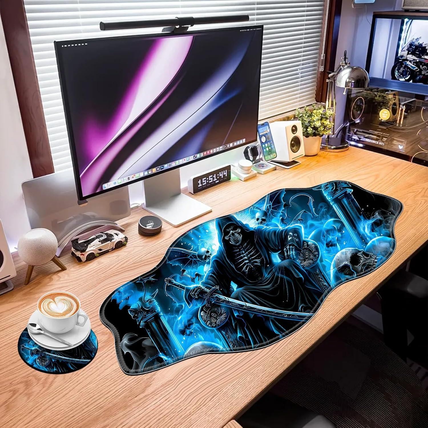 Alfombrilla de Ratón Grande Tudguiloae 90x40 cm Calavera Azul