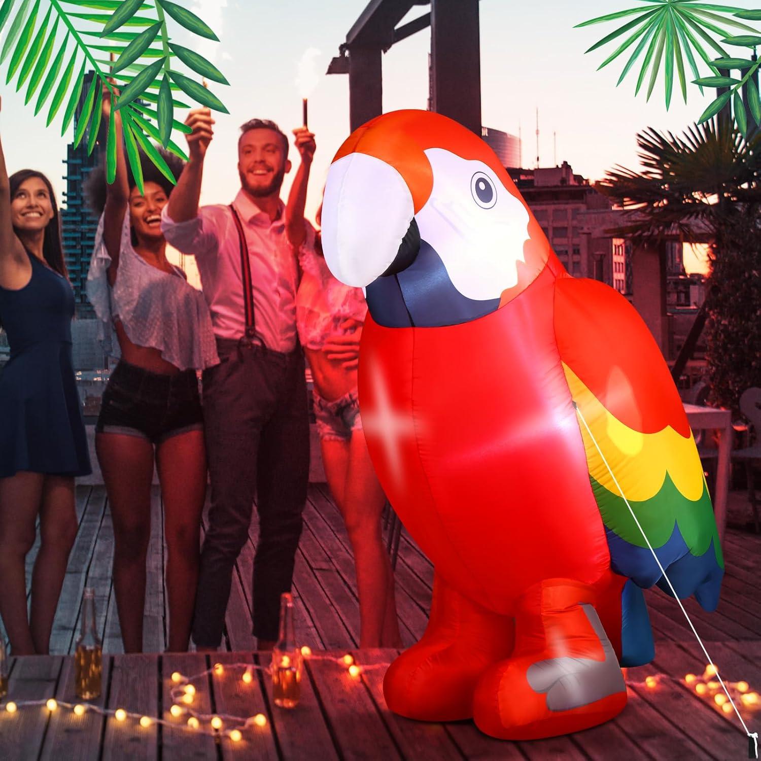 Decoración Inflable Loro Escarlata 1.5 m Halloscume con LED