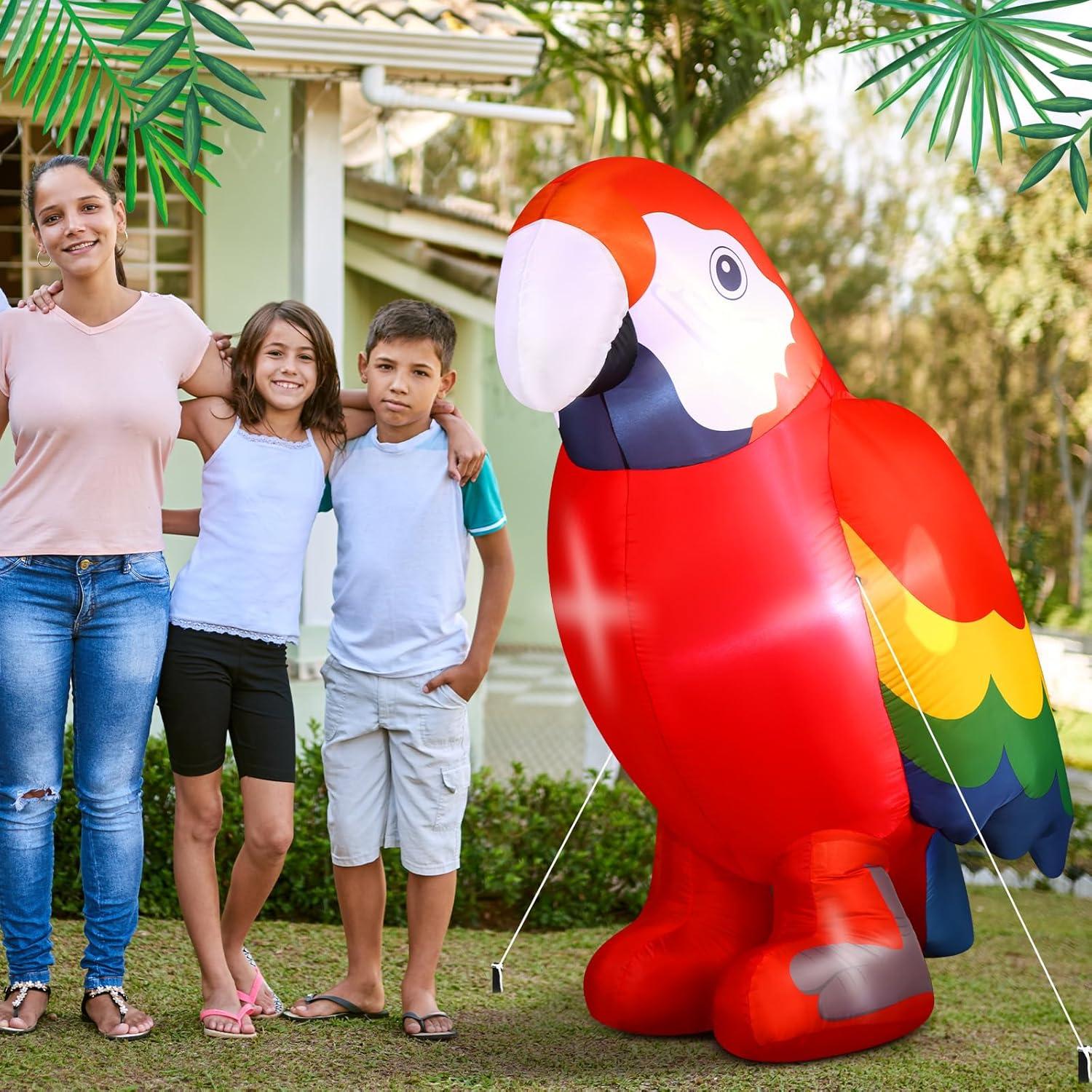 Decoración Inflable Loro Escarlata 1.5 m Halloscume con LED