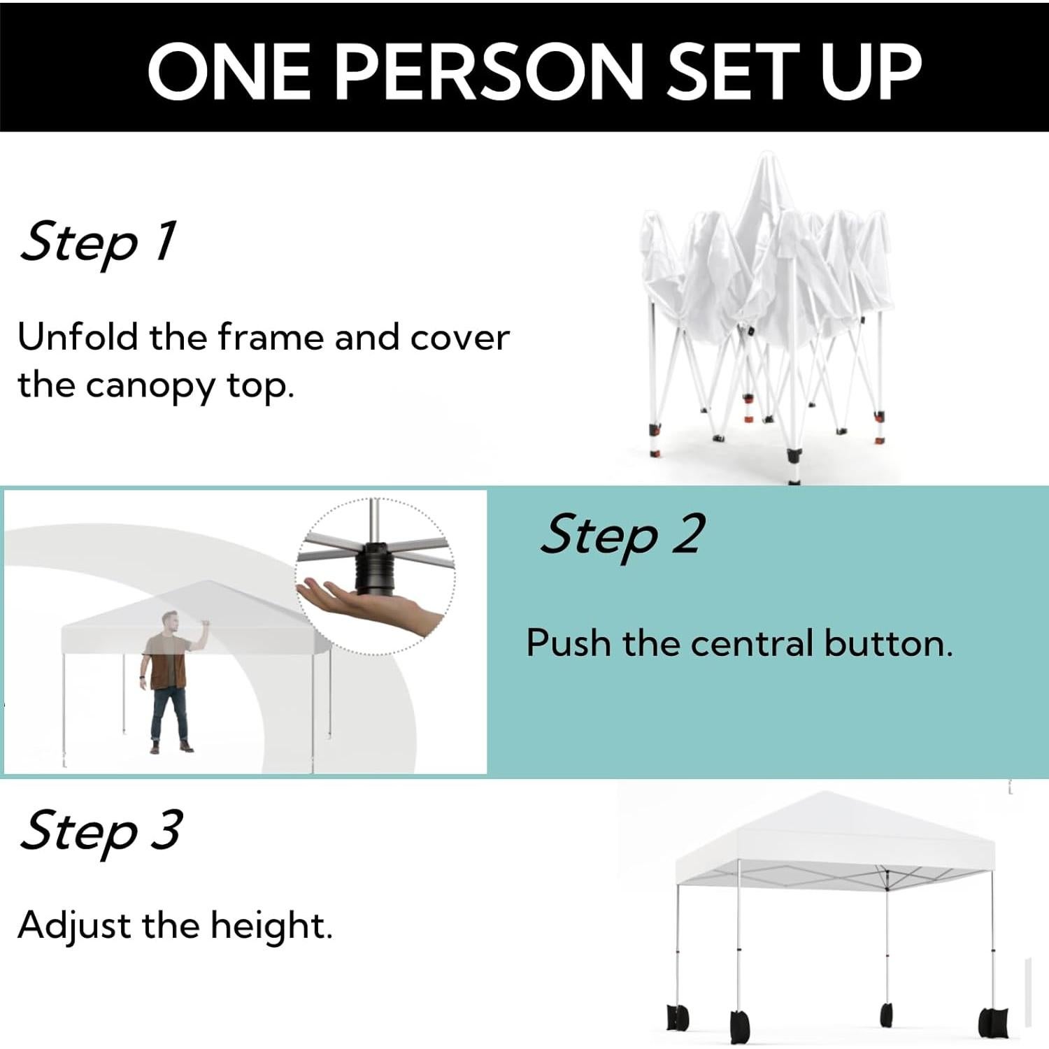 Carpa Pop Up 3x3m Hipicute Blanca con Protección UPF 50+