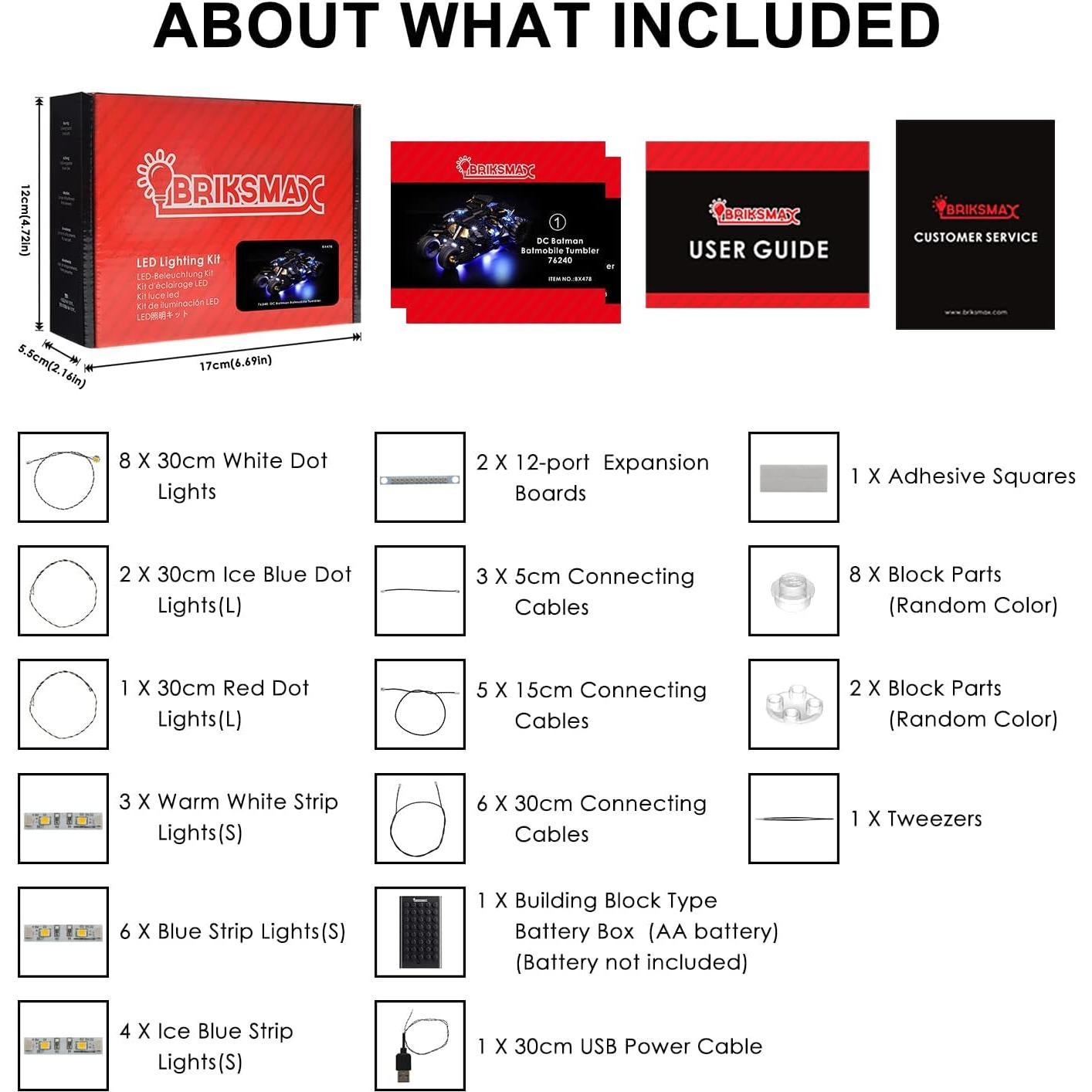 Kit de Iluminación LED BRIKSMAX para Batmóvil LEGO 76240