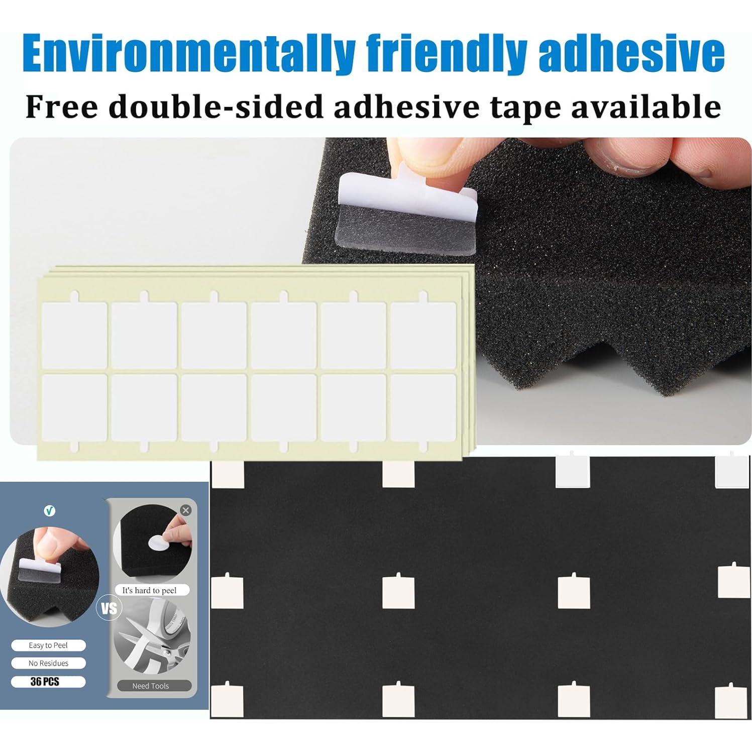 Paneles Acústicos de Espuma Hwliyutai 2 Pack 122x61x5cm Negro