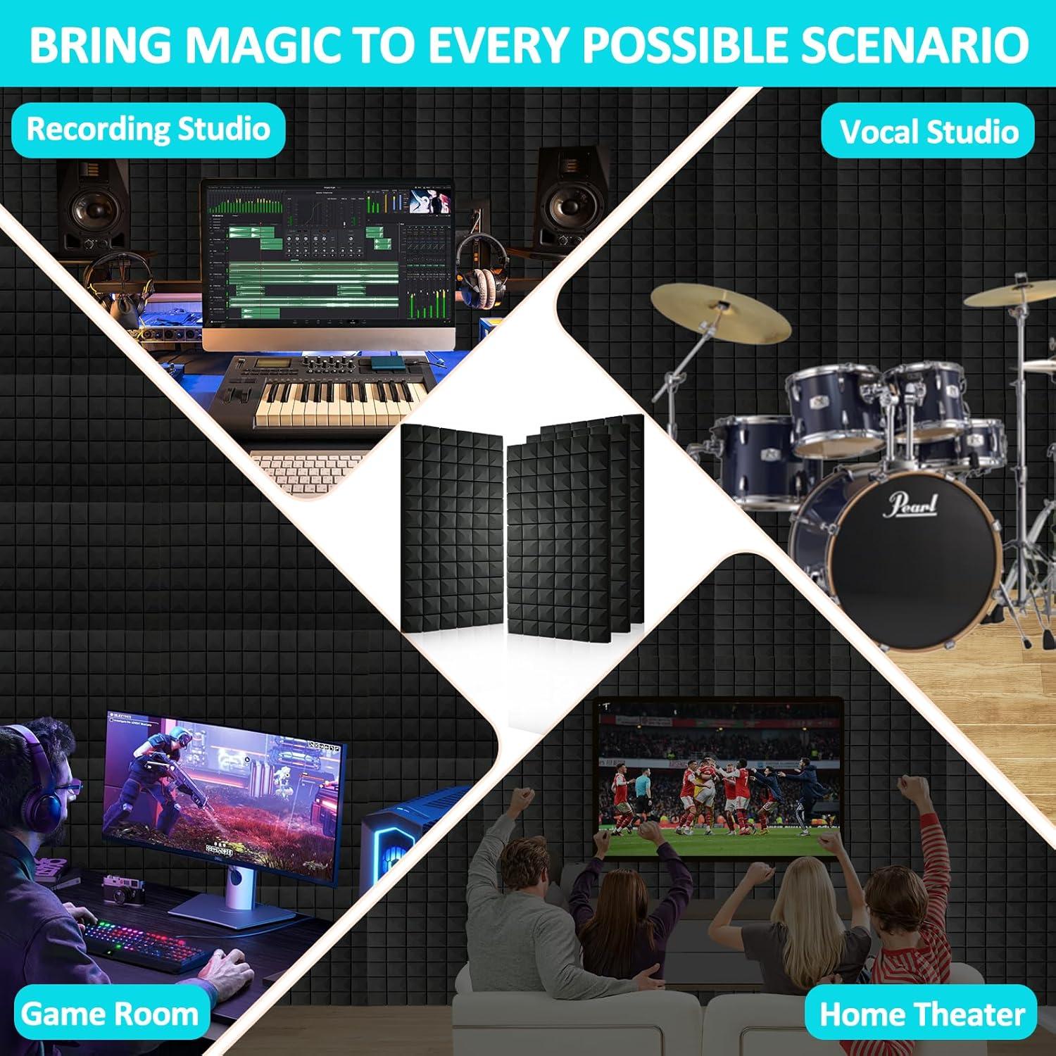 Paneles Acústicos de Espuma Hwliyutai 2 Pack 122x61x5cm Negro