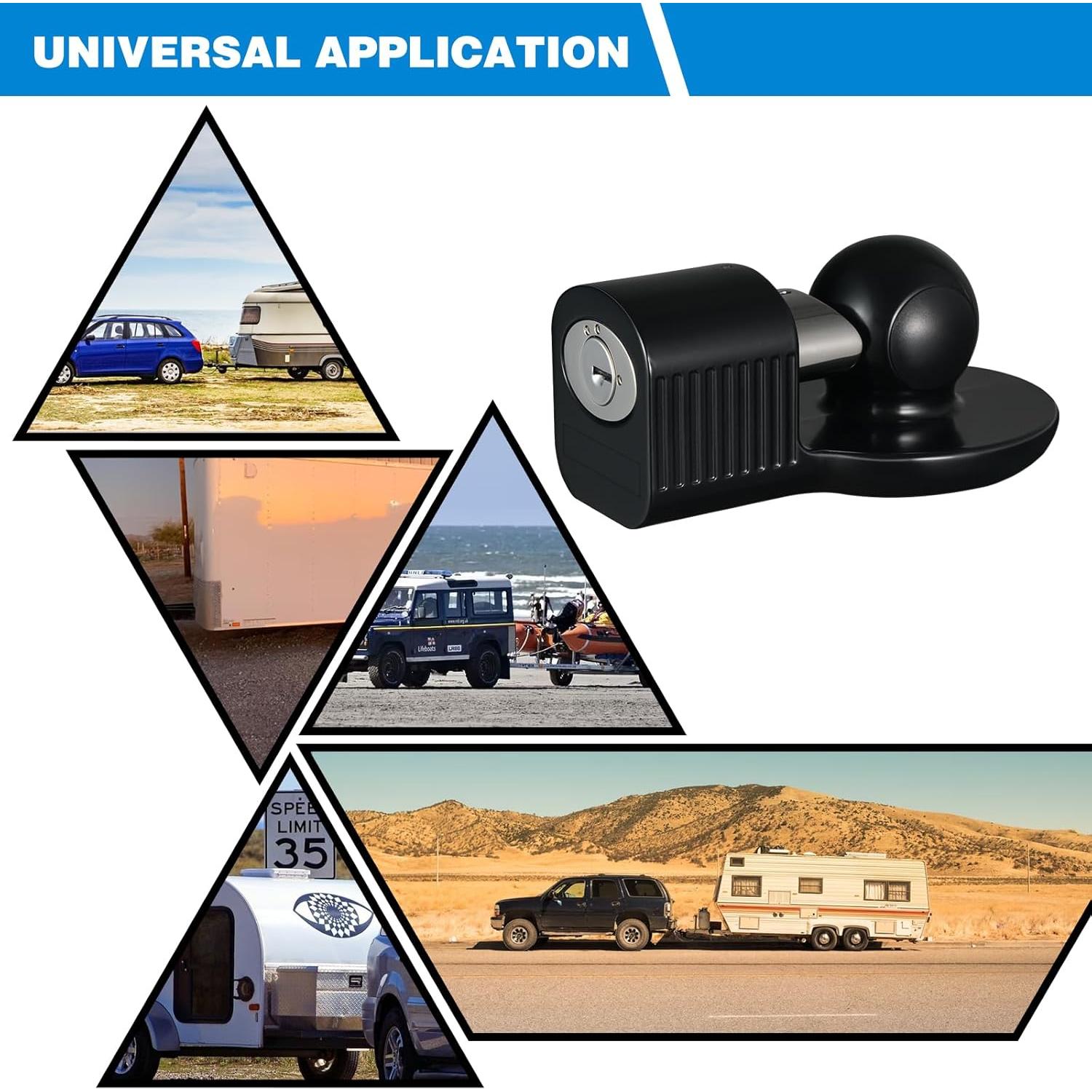 Cerradura de Enganche de Remolque Antirrobo TOPSHINE Negro