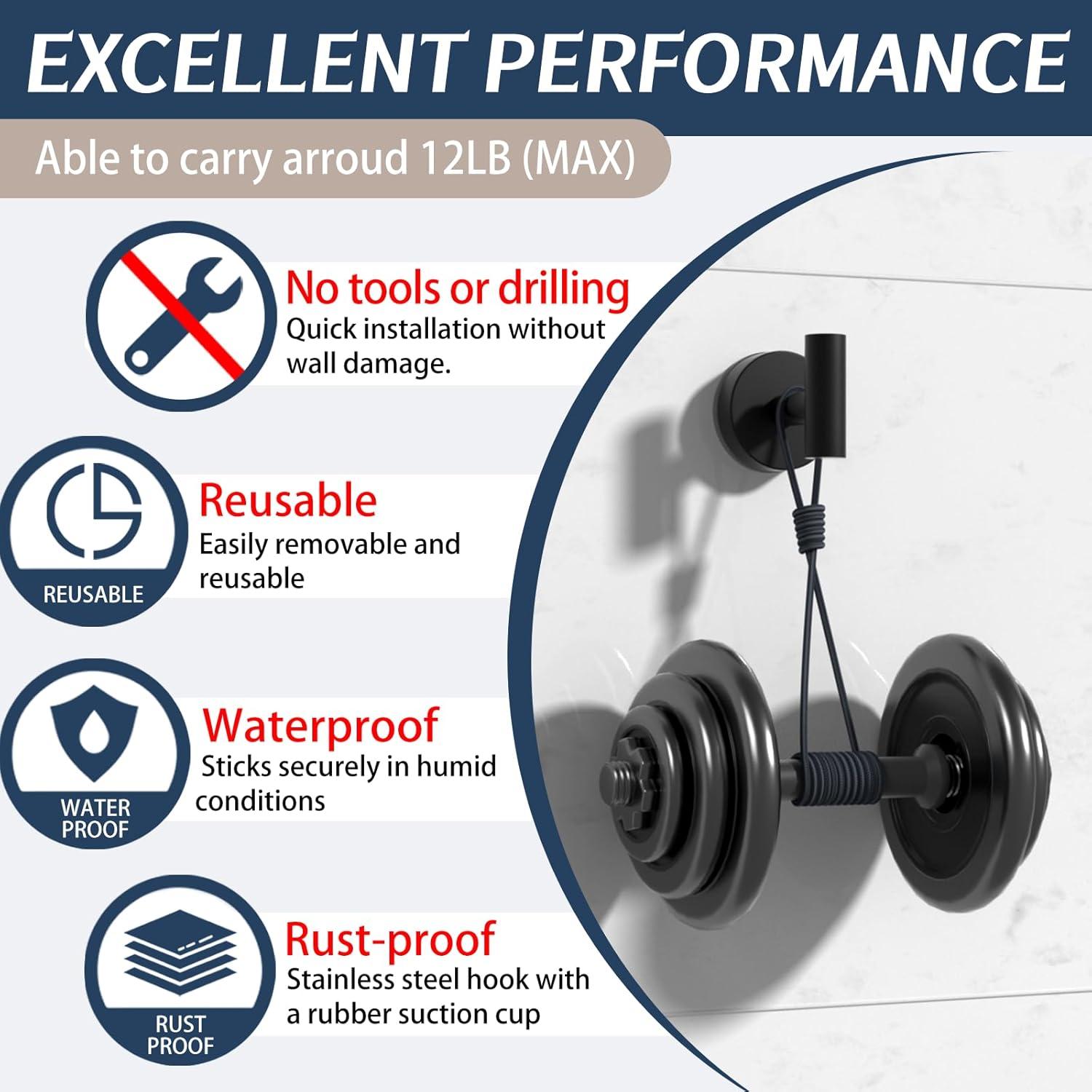 Ganchos de Ventosa Ycxz para Ducha y Baño 12LB 2 Piezas