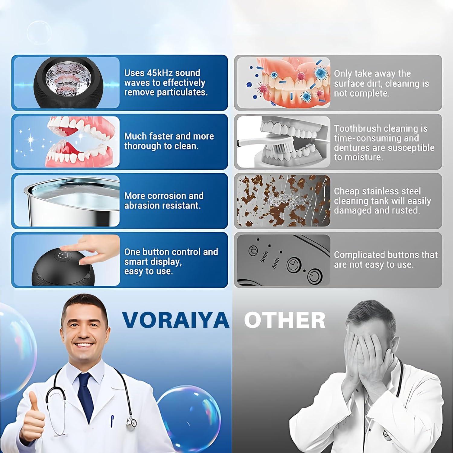 Limpiador Ultrasonico UV Voraiya para Dentaduras y Retenedores