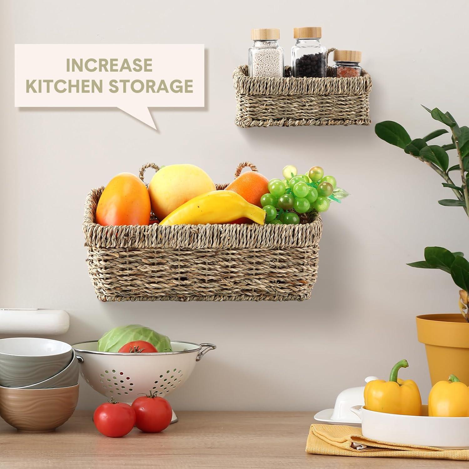 Cestas Colgantes Tejidas Tioncy 2 Pcs de Hierba Marina