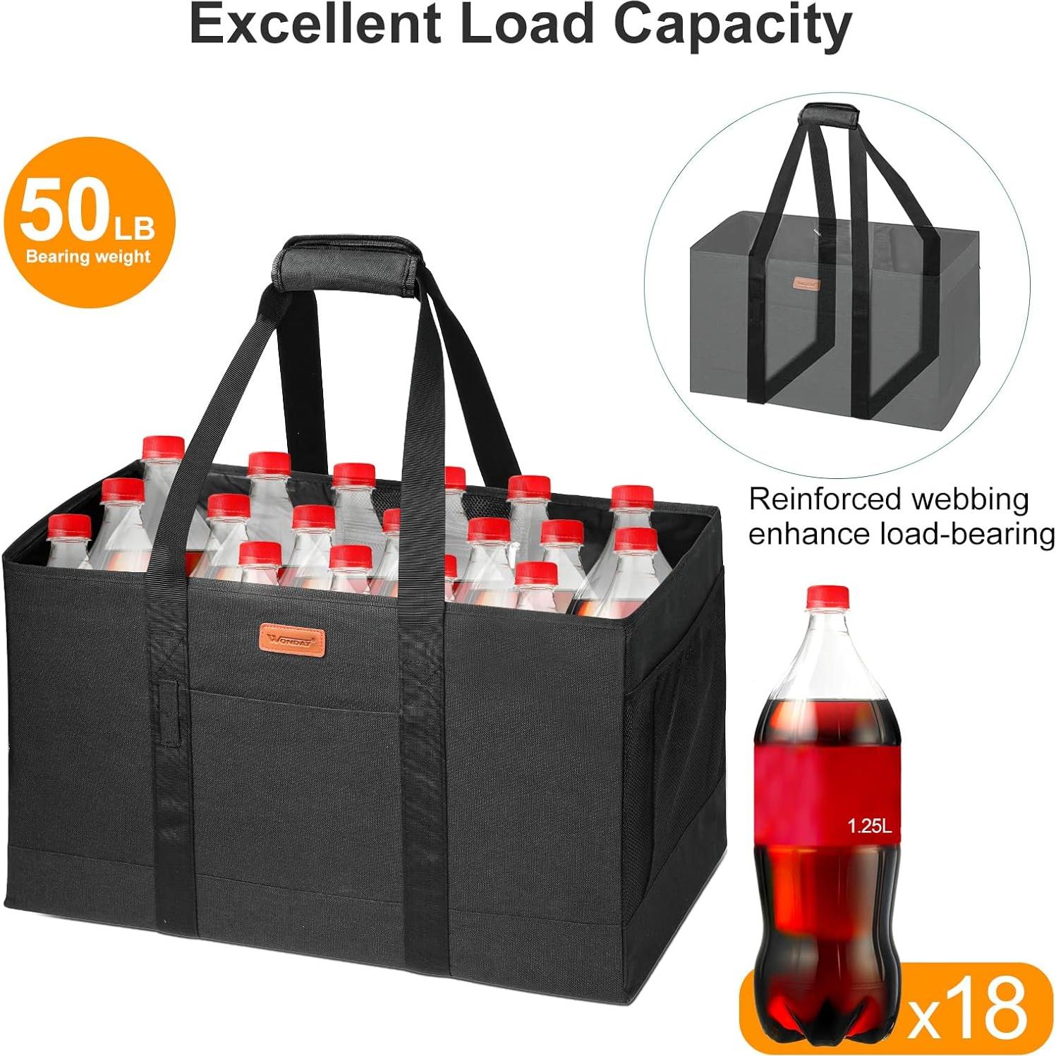 Bolsa de Compras Reutilizable WONDAY Grande Plegable 55.88x27.94x33.02cm