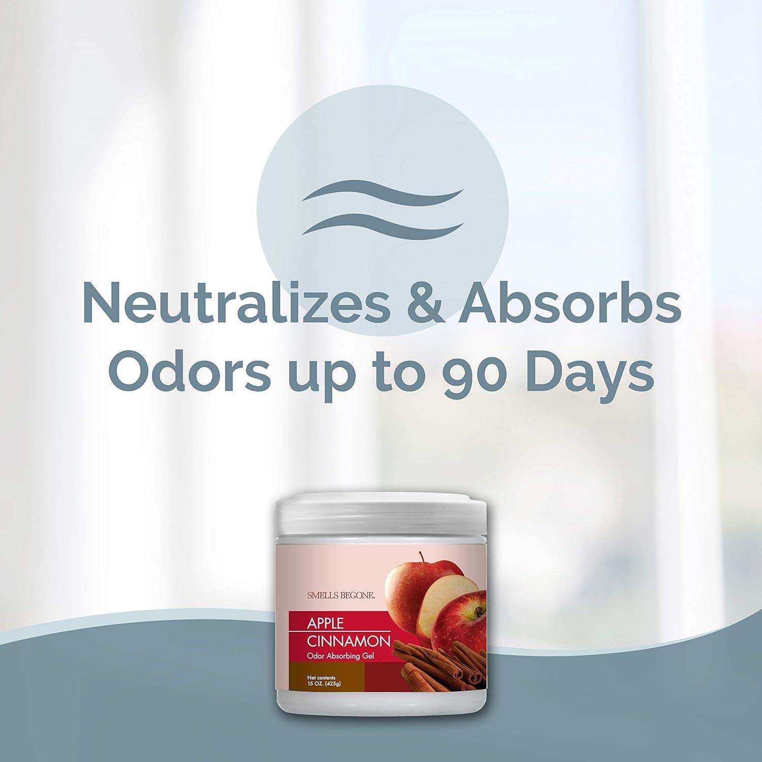 Gel Absorbente de Olores SMELLS BEGONE - 850 g, Paquete de 2 - Aroma Manzana y Canela