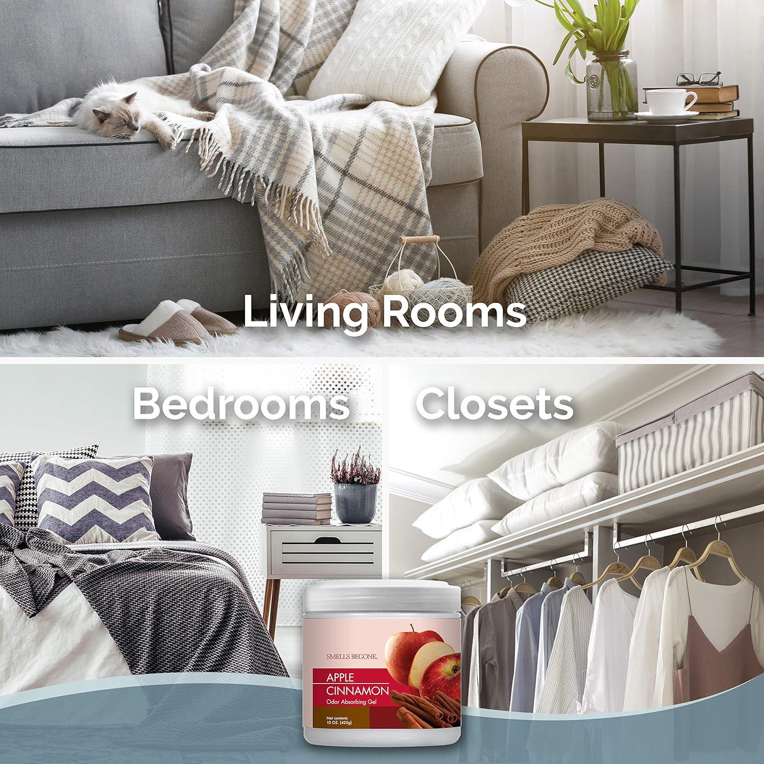 Gel Absorbente de Olores SMELLS BEGONE - 850 g, Paquete de 2 - Aroma Manzana y Canela