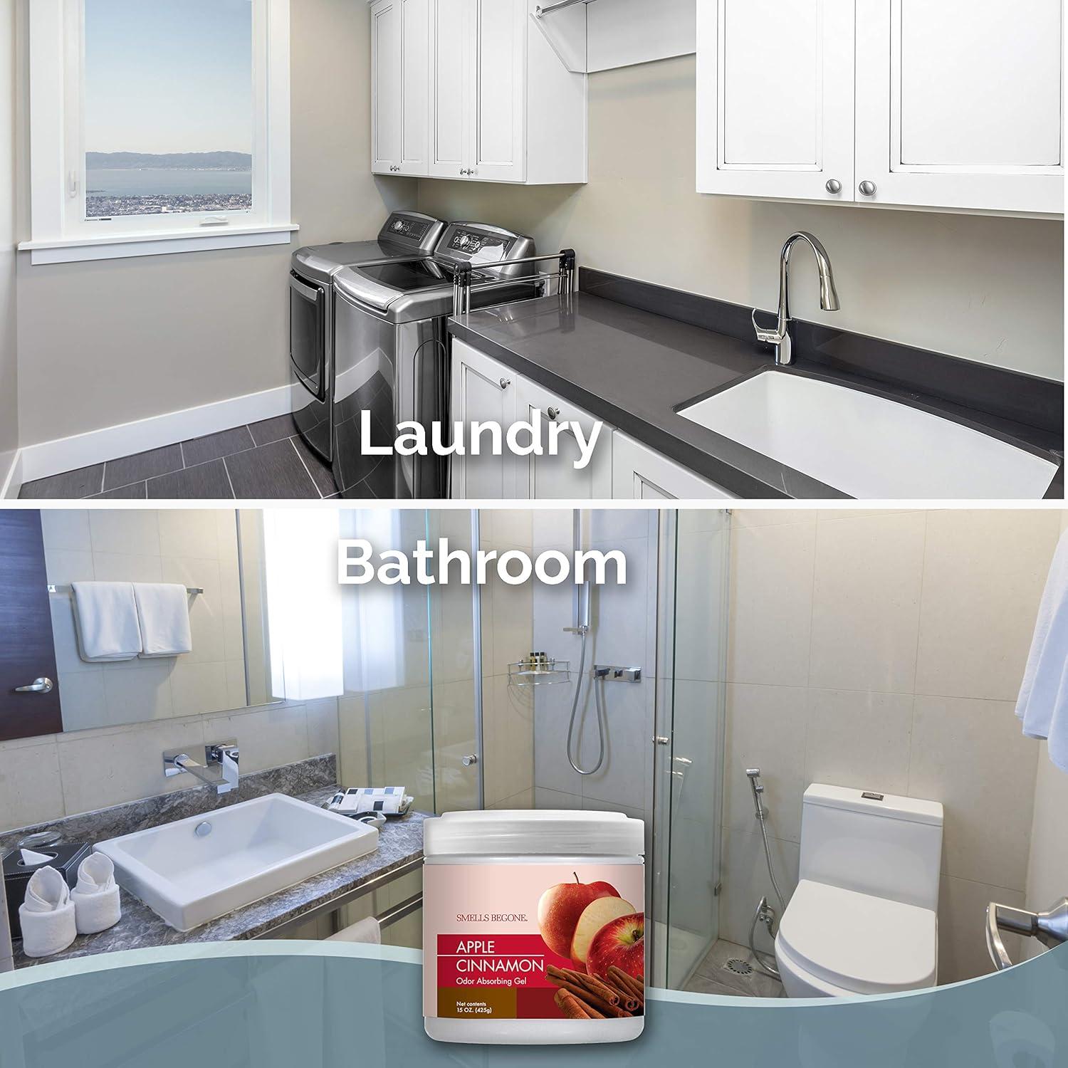 Gel Absorbente de Olores SMELLS BEGONE - 850 g, Paquete de 2 - Aroma Manzana y Canela