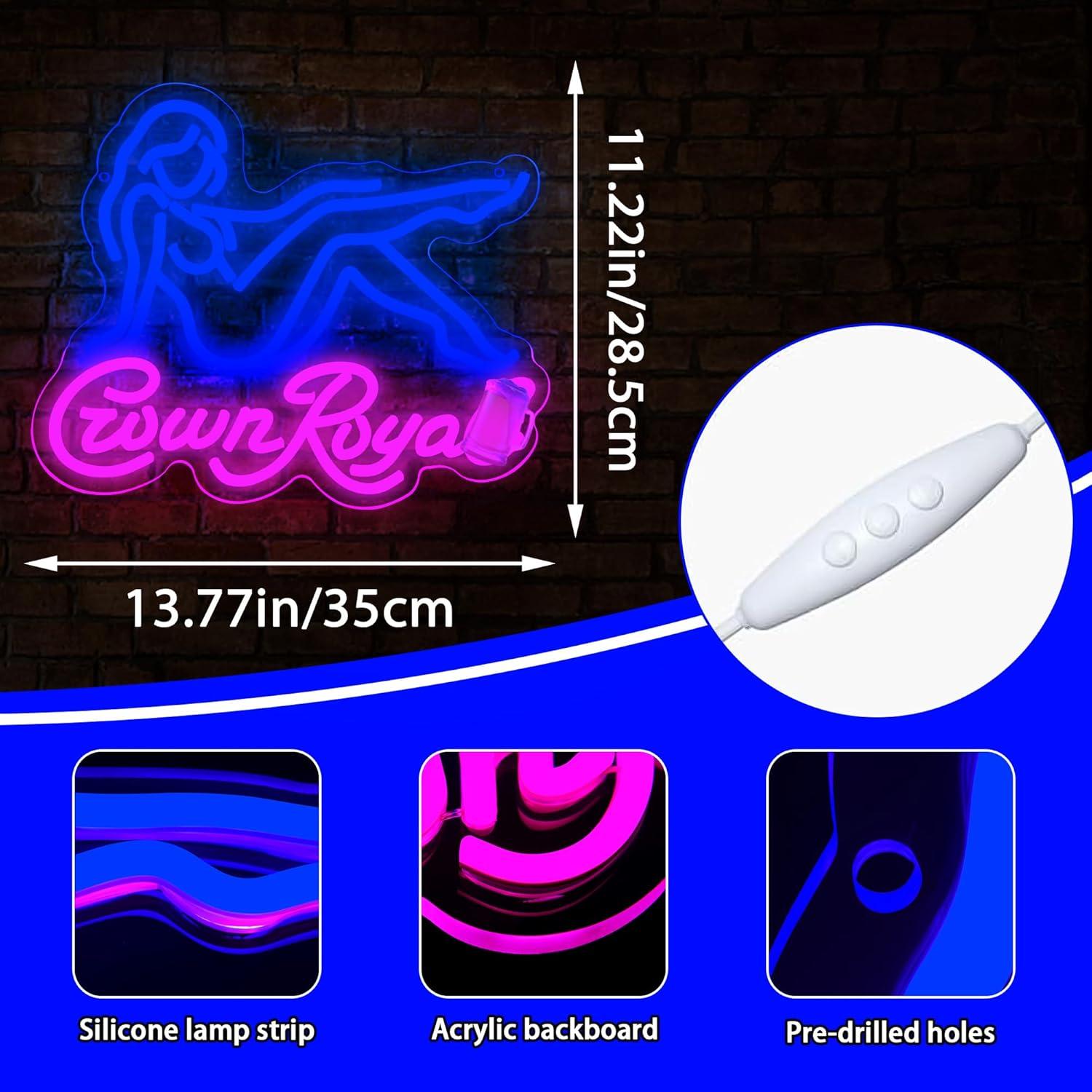 Luz de Neón Whisky DYUAI Regulable Azul 28.4x33.9cm