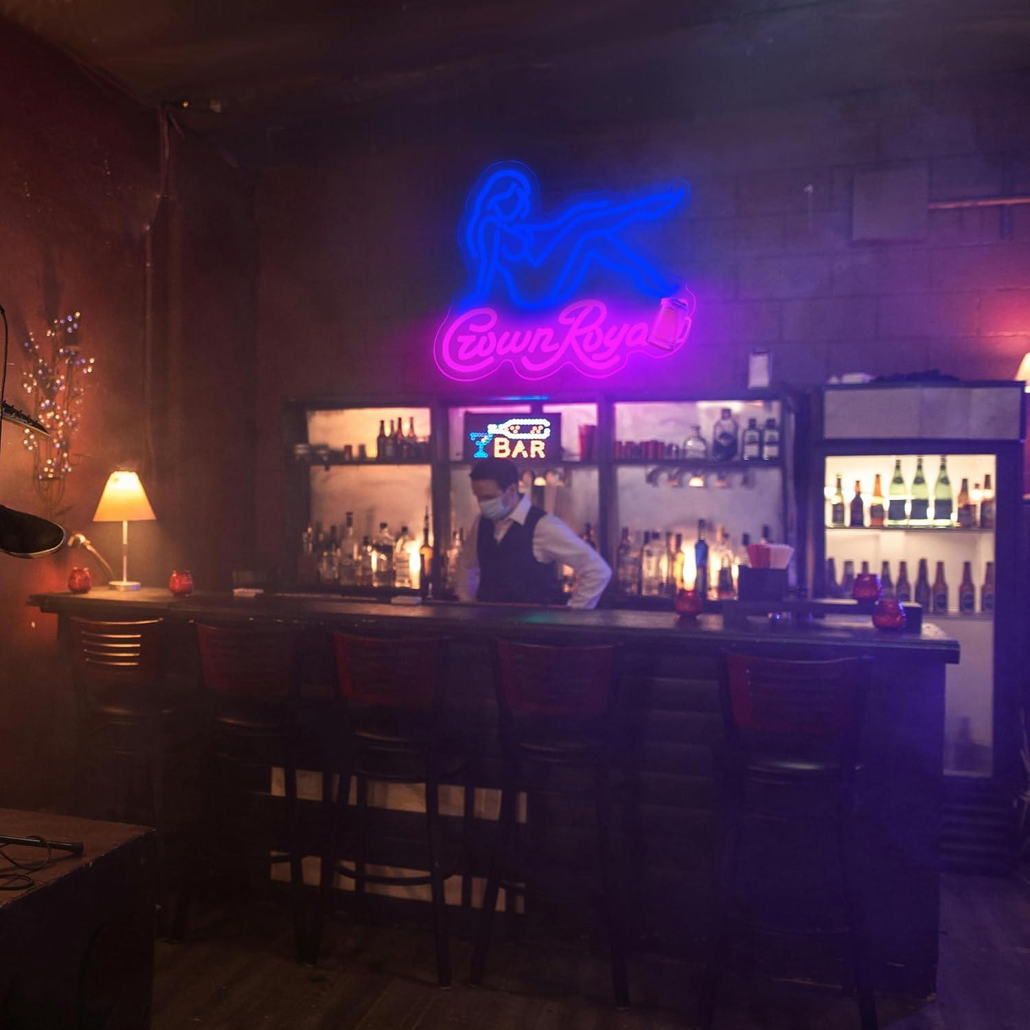 Luz de Neón Whisky DYUAI Regulable Azul 28.4x33.9cm