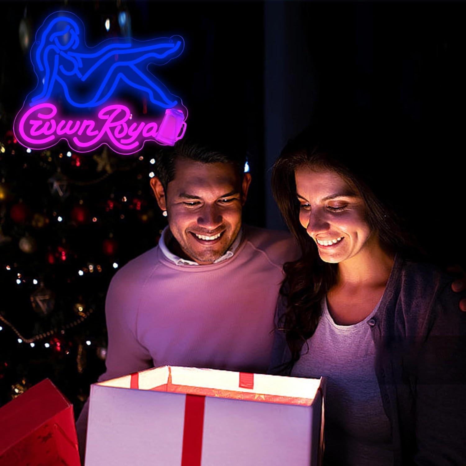 Luz de Neón Whisky DYUAI Regulable Azul 28.4x33.9cm