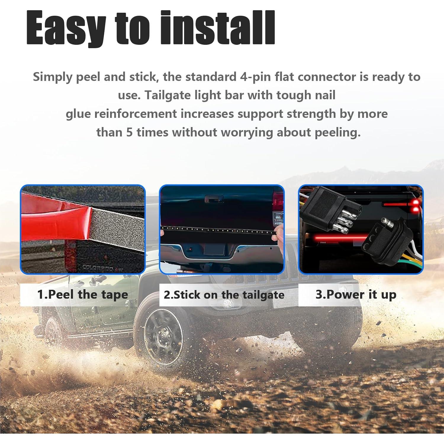 Barra de Luz LED Kewucn 122 cm para Puerta Trasera IP65