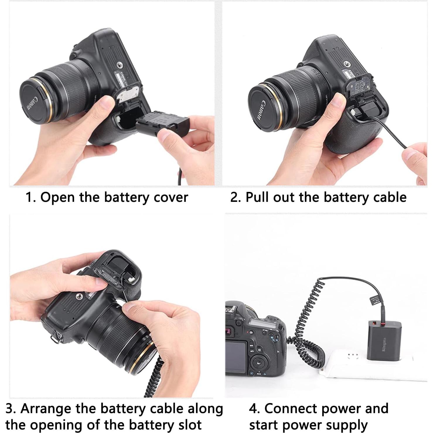 Batería Dummy KingMa LP-E6 con Cable Tipo-C para Canon
