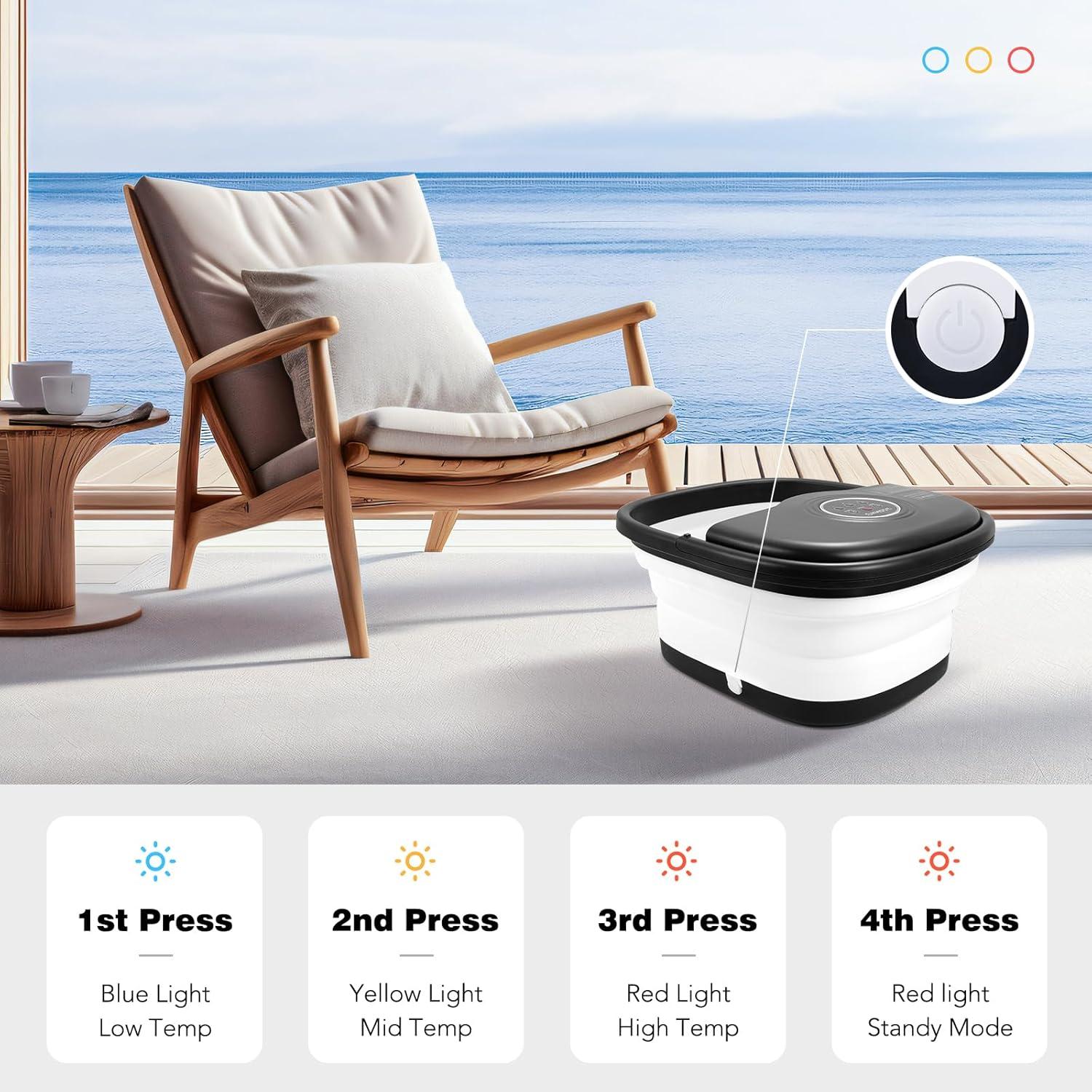 Bañera de pies colapsable KNQZE MZD-KS7 con calor y masaje