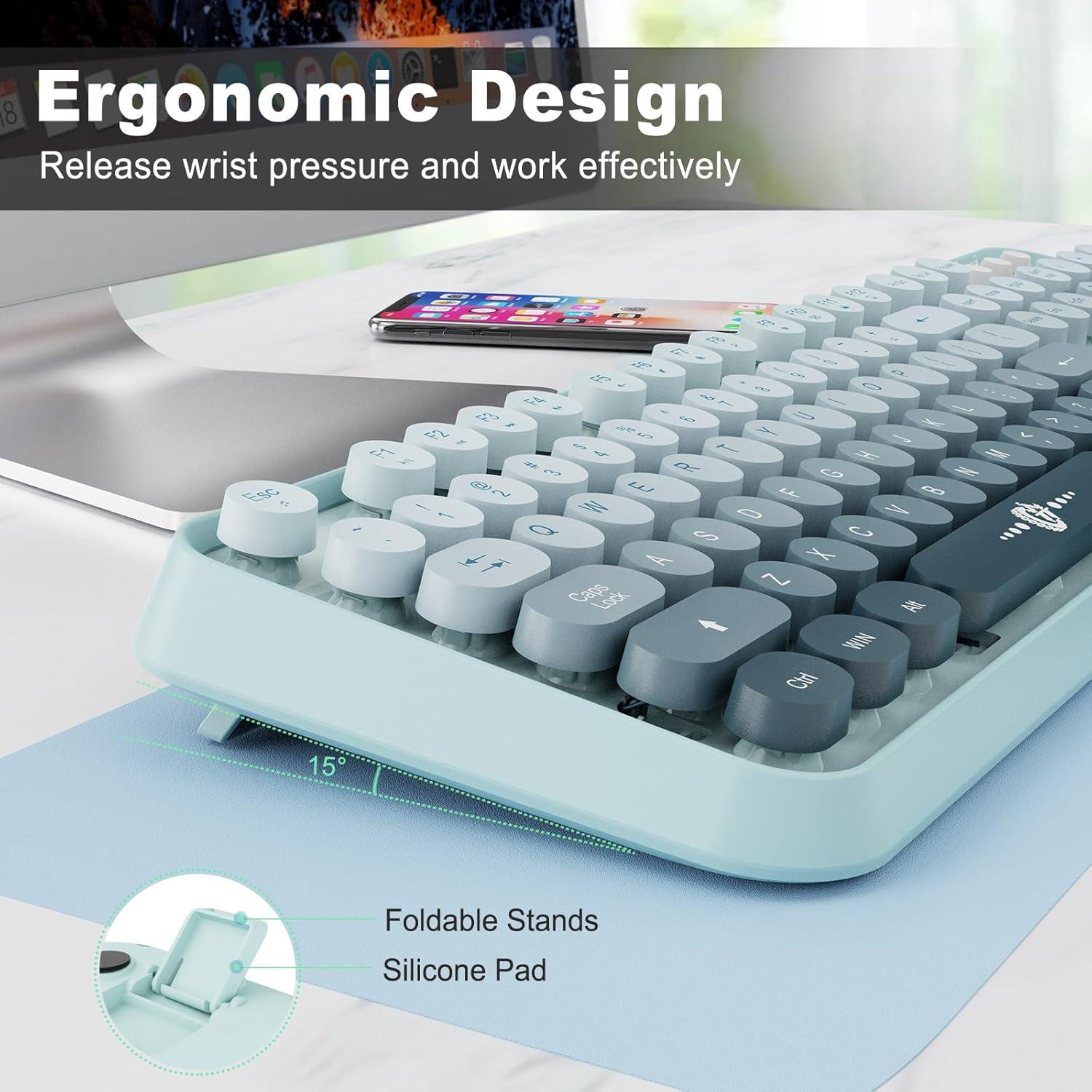 Combo Teclado y Ratón Inalámbrico BAIHUAFRU 104 Teclas Colorido