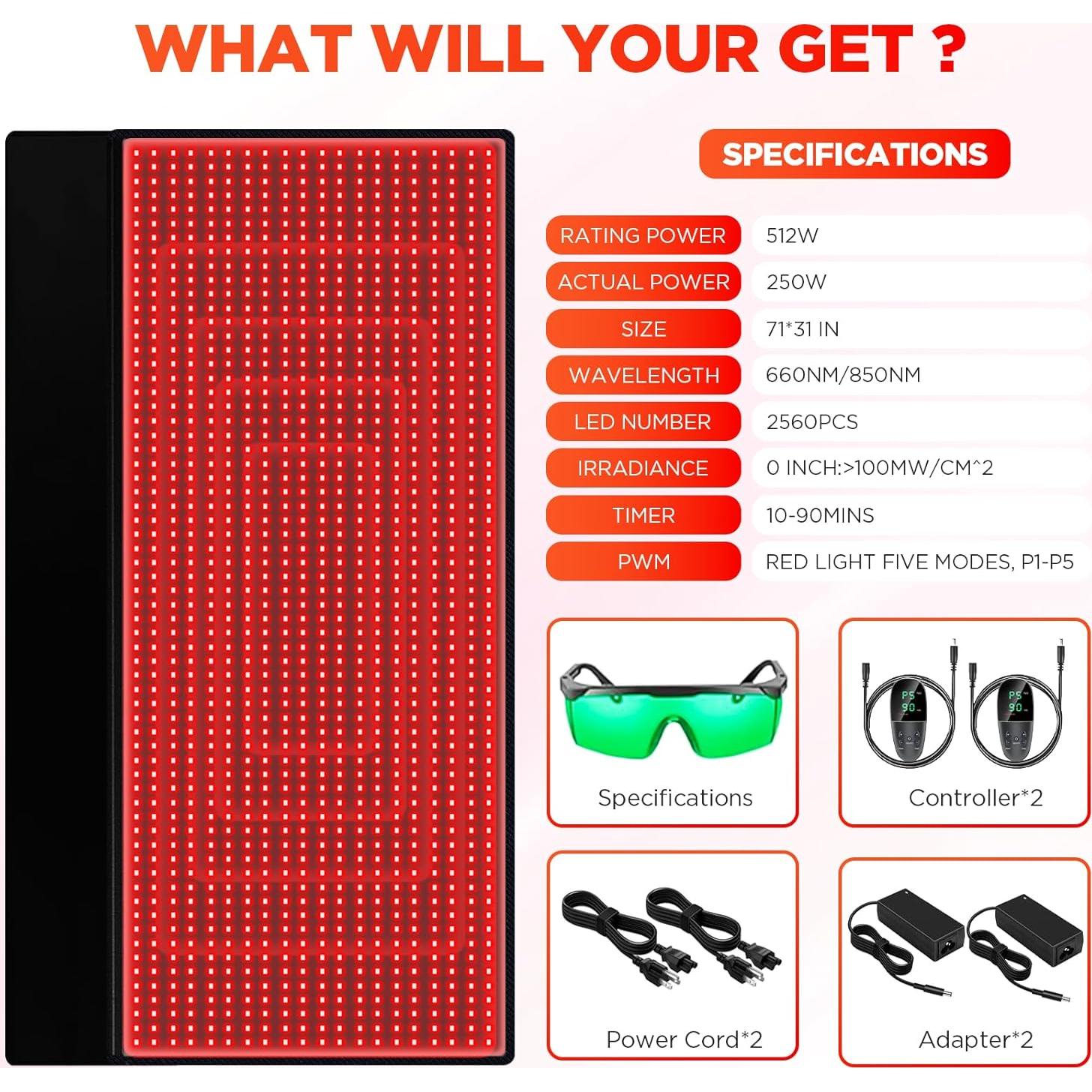 Almohadilla de Luz Roja ADVARAYS 2560 LEDs 180x79cm